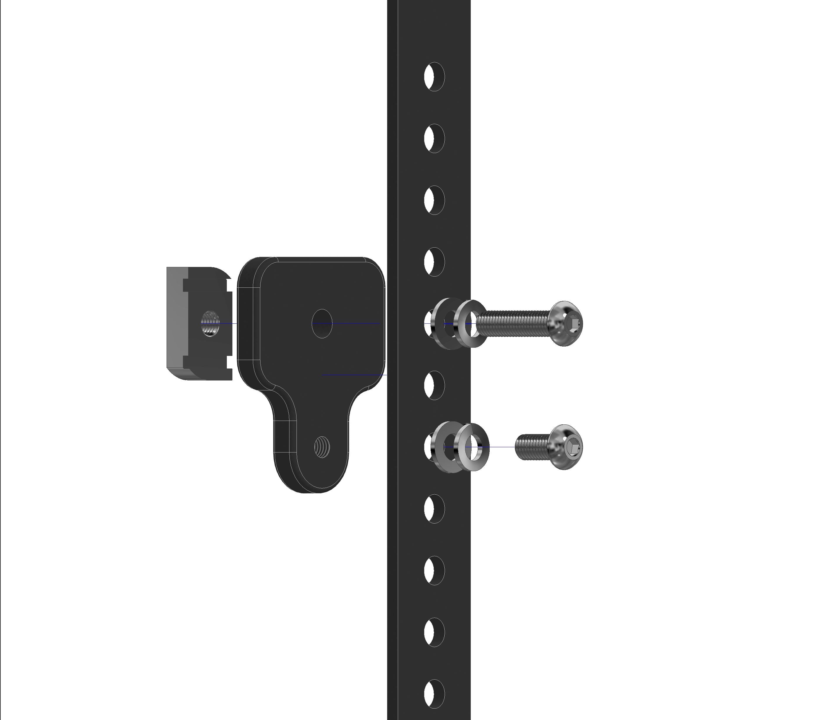 Nissan bed rail mount bracket with metal screws for overlanding gear attachment