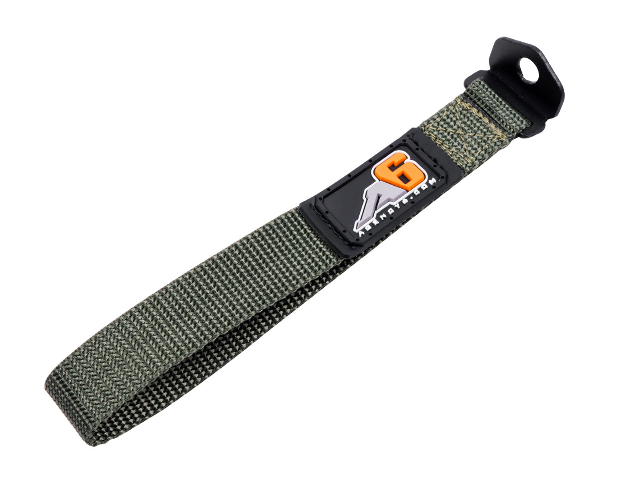Heavy-duty green nylon grab handle strap with metal mounting bracket for off-road vehicles