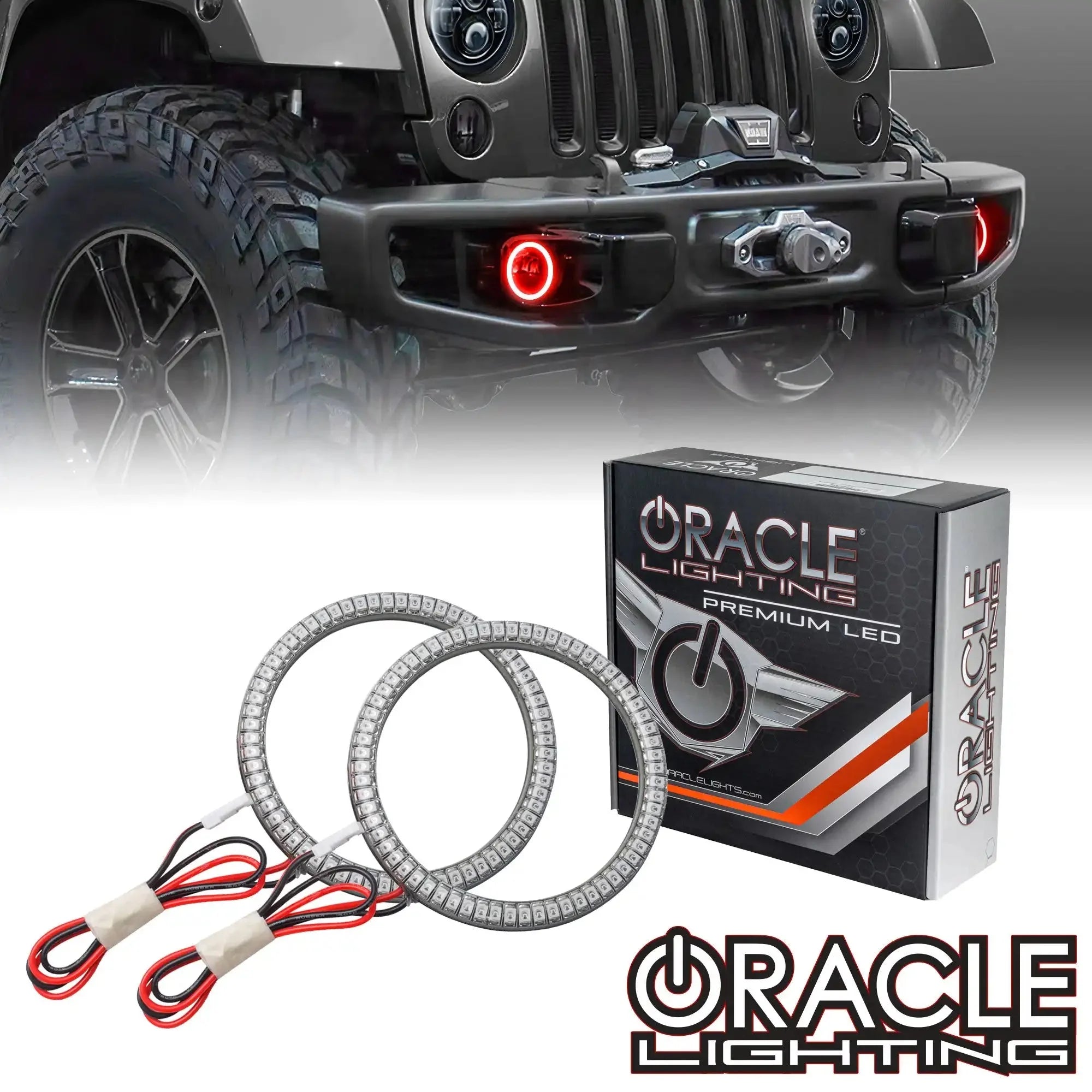 ORACLELighting2007-2018JeepWranglerJKLEDSurfaceMountFogLightHaloKit - NVMOS