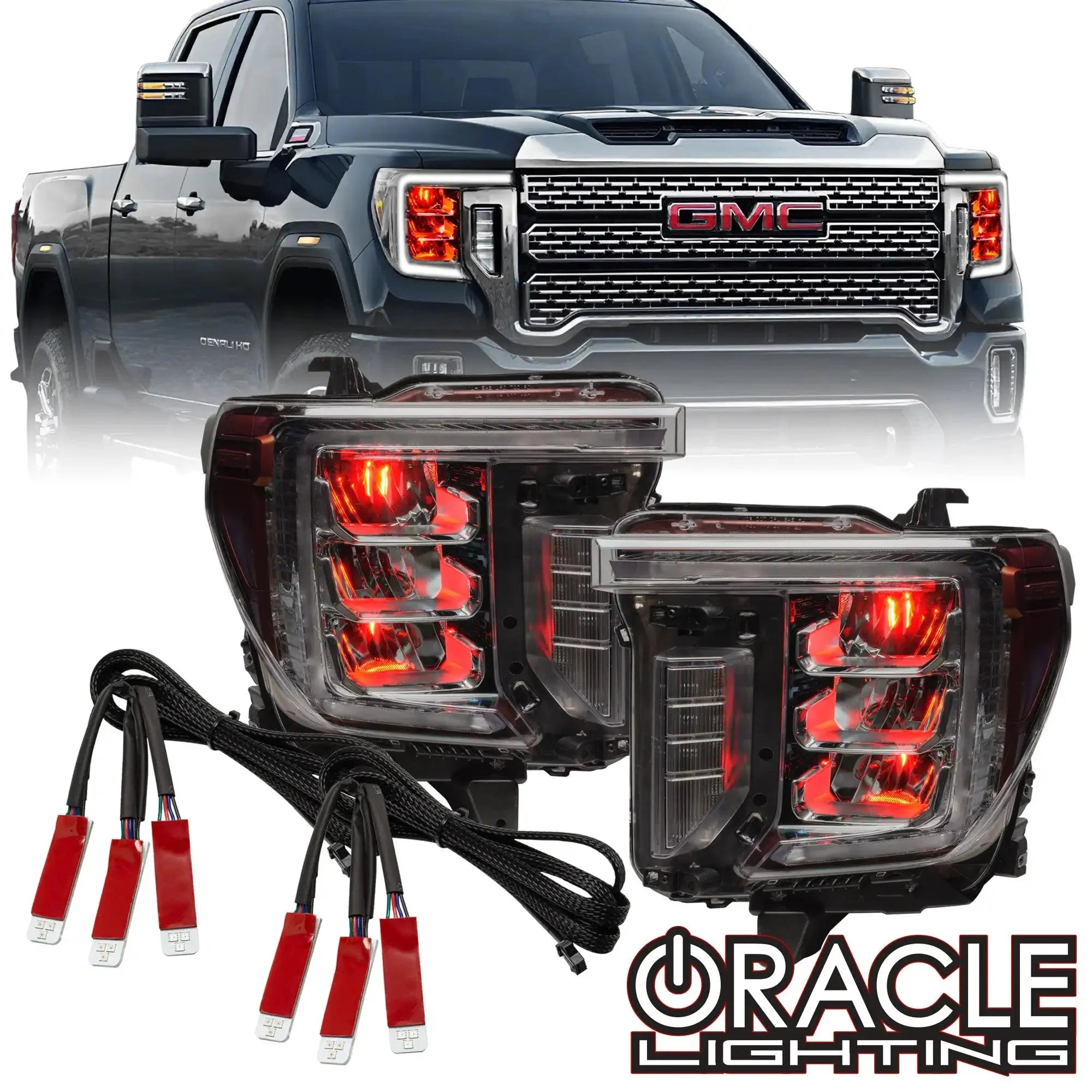 ORACLE Lighting 2020-2023 GMC Sierra 2500/3500 ColorSHIFT RGB Demon Eye Headlight Upgrade