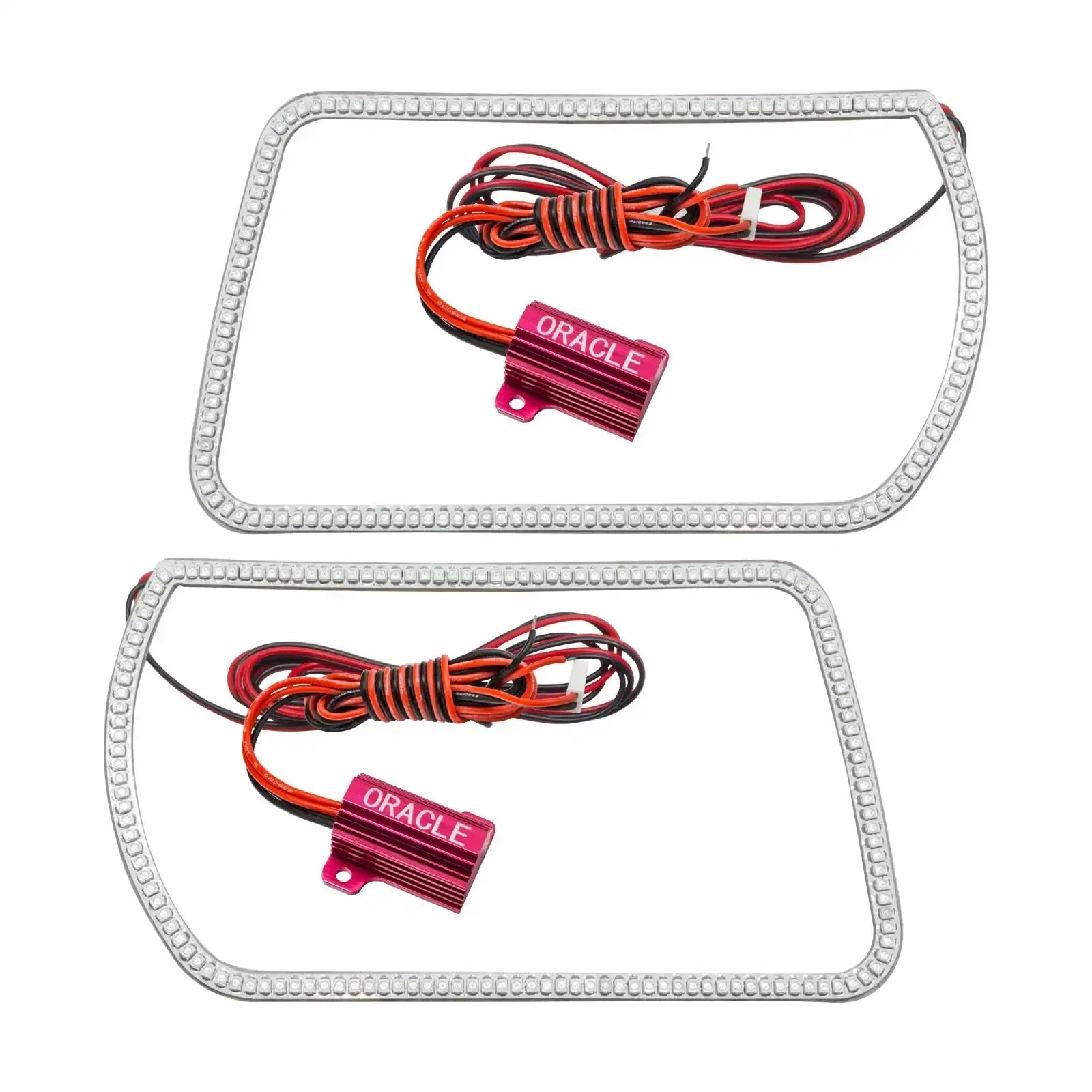 Pair of LED halo light kits with wiring and ORACLE controllers for vehicle headlights