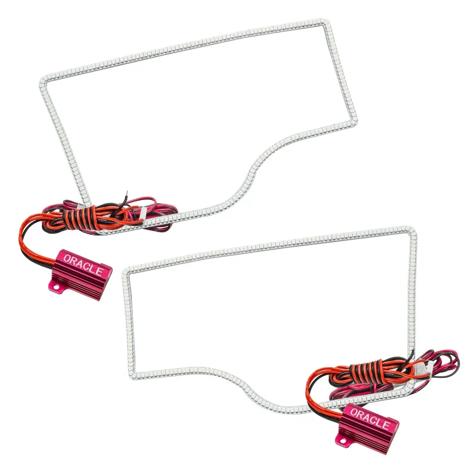 Pair of LED outline lights with wiring, suitable for overlanding vehicle headlights