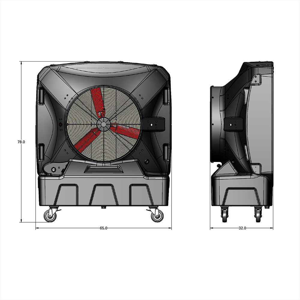 Industrial Evaporative Cooler - S&B Medium - Cools 4,000 Sq Ft - 65-Gal Tank - Portable