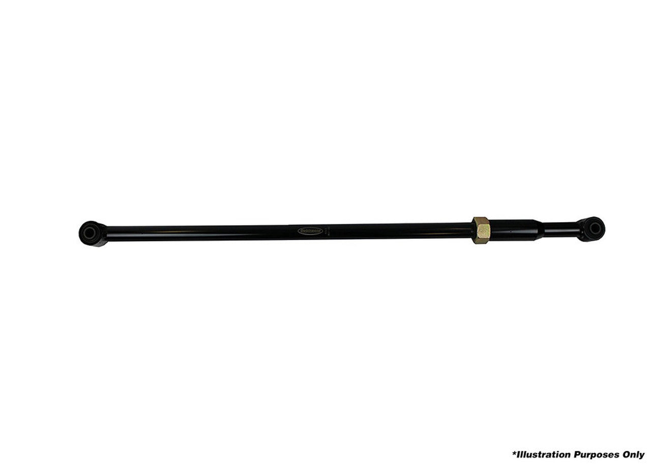 Black adjustable track bar for off-road vehicle suspension, isolated on white background