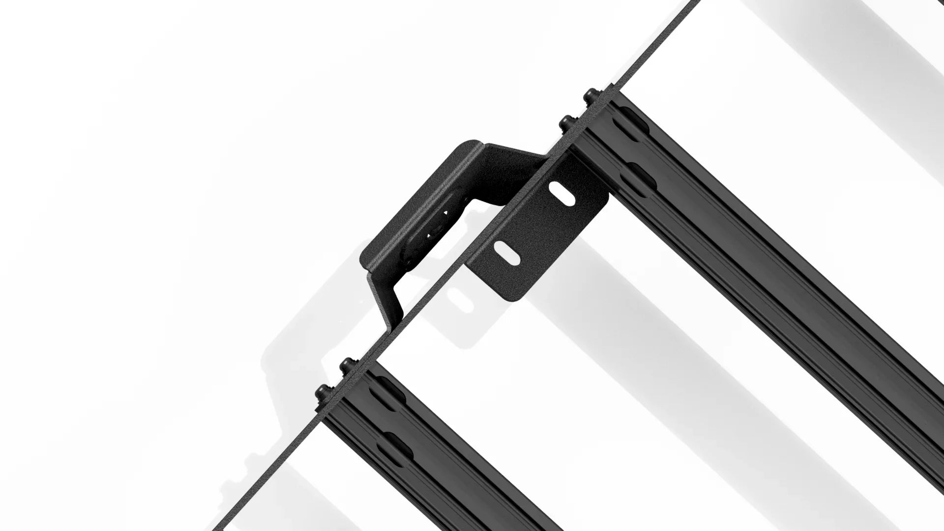 Black metal roof rack handle accessory with mounting brackets for overland vehicles