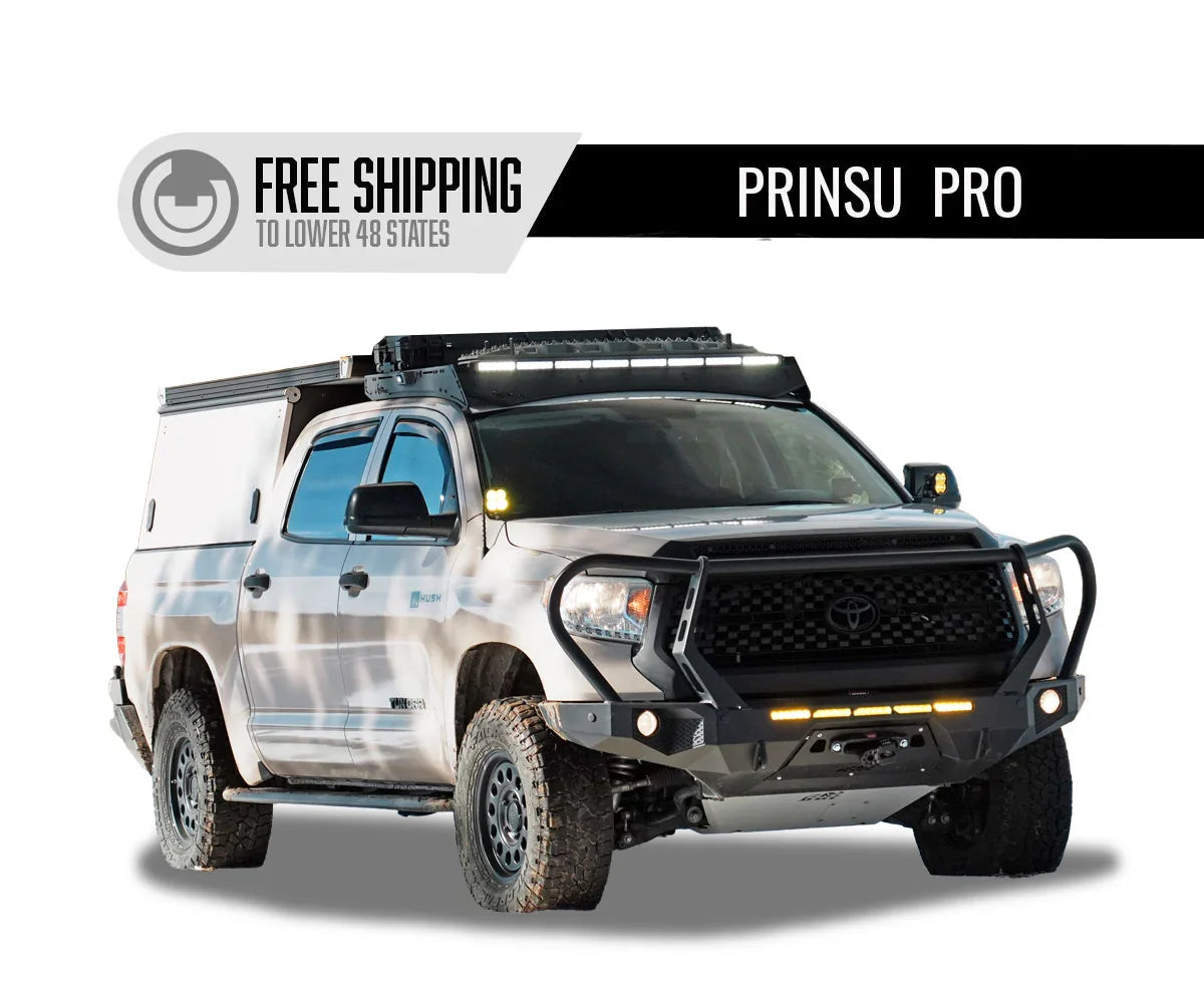 Toyota Tundra with Prinsu Pro roof rack, off-road accessories, adventure gear installed