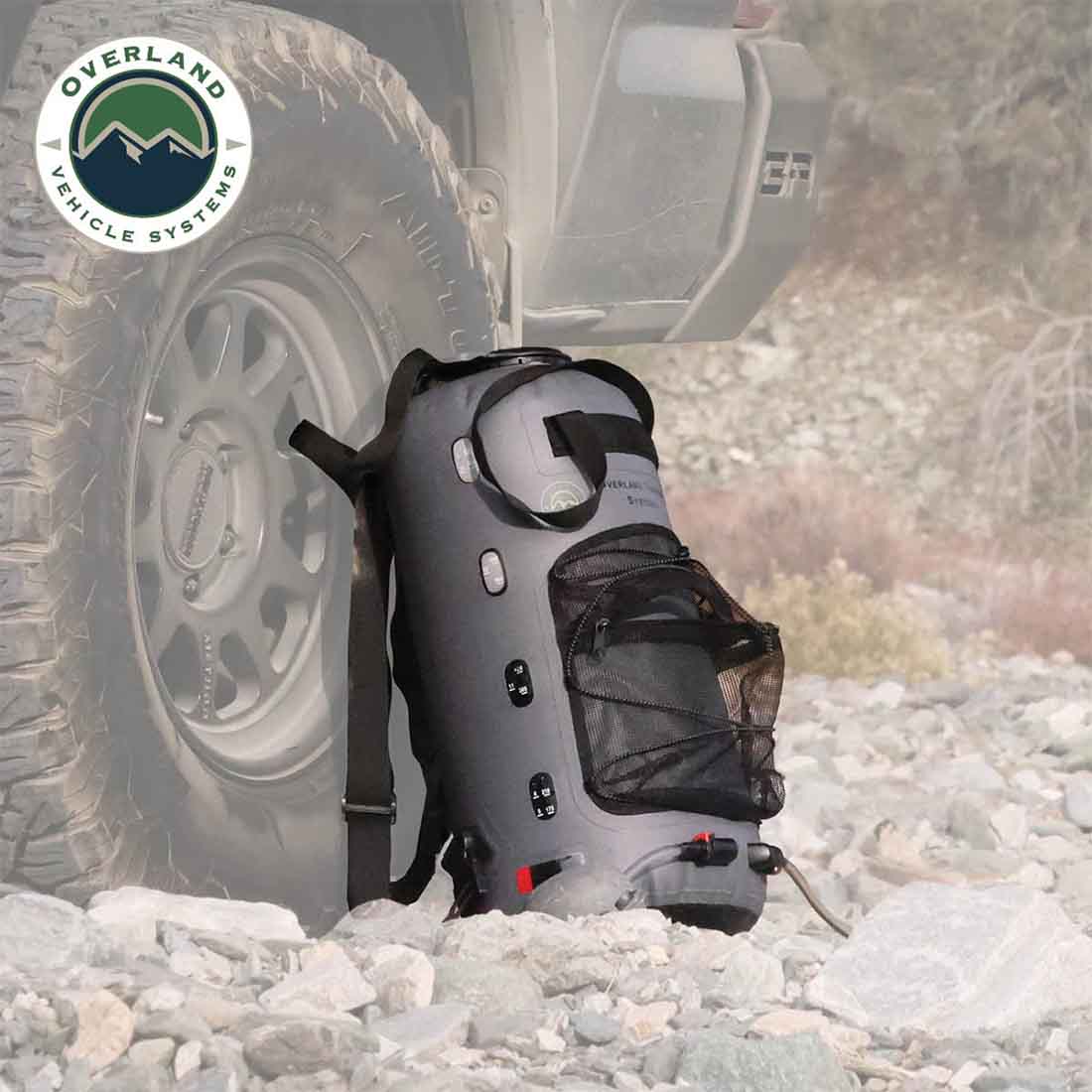 Overland Vehicle Systems 23 qt portable camp shower with foot pump and nozzle - view 9