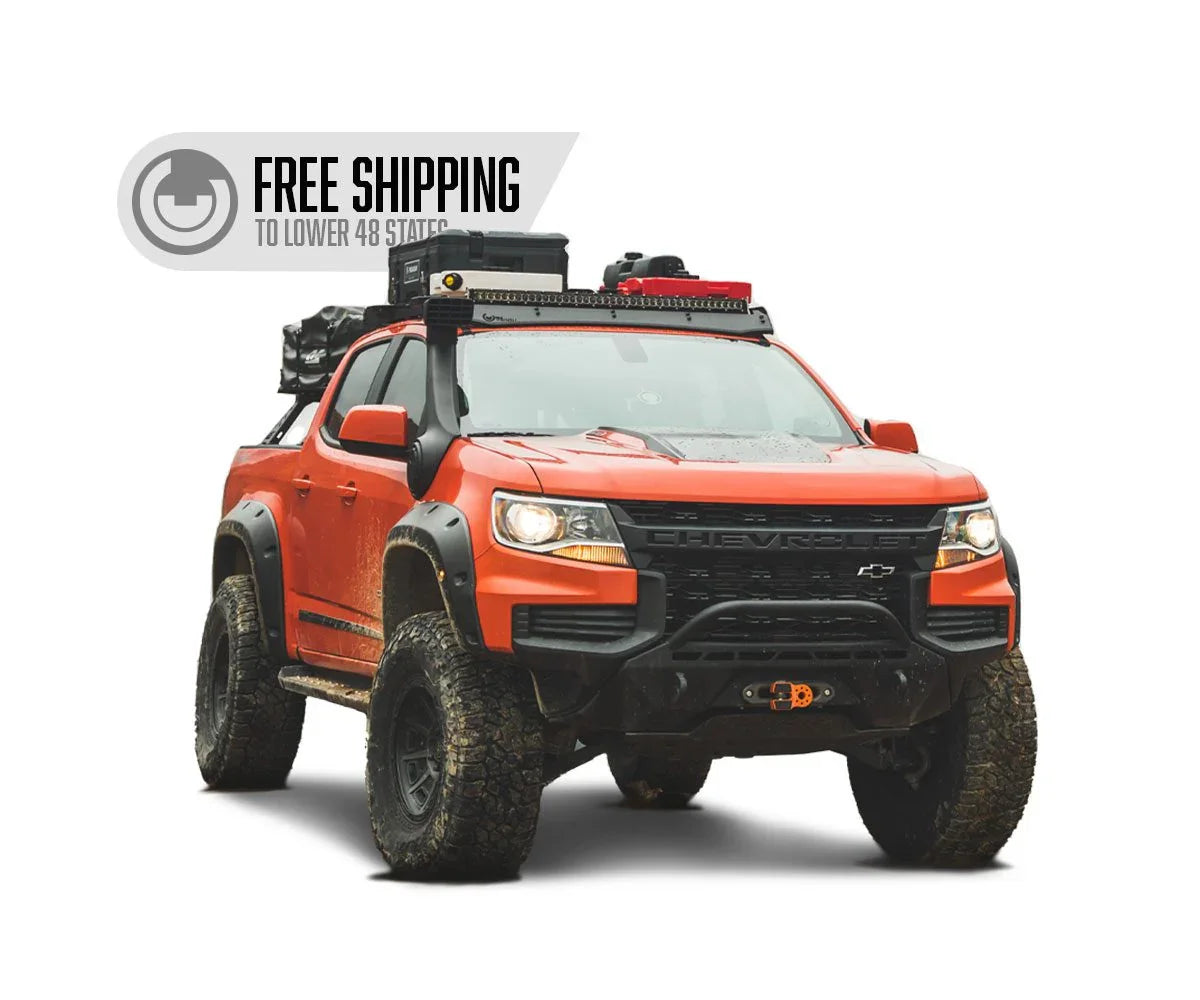 Chevrolet Colorado ZR2 with Prinsu roof rack and overlanding gear, off-road ready.