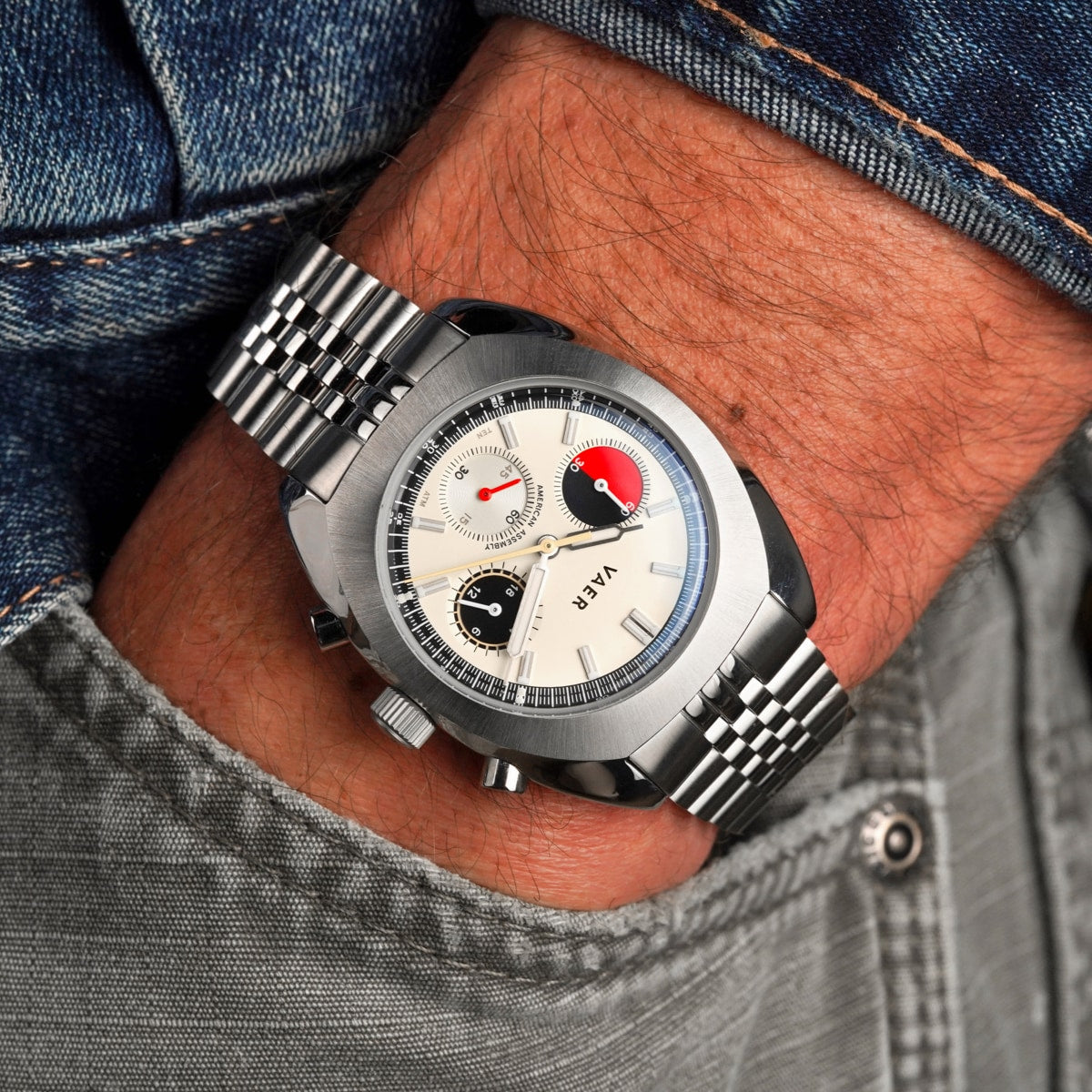 VAER R1 USA Racing Chronograph Watch - Cream 38mm