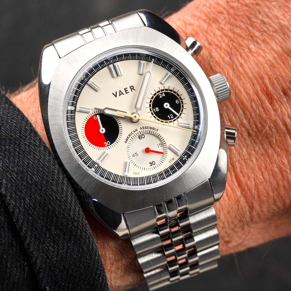 VAER R1 USA Racing Chronograph Watch - Cream 38mm