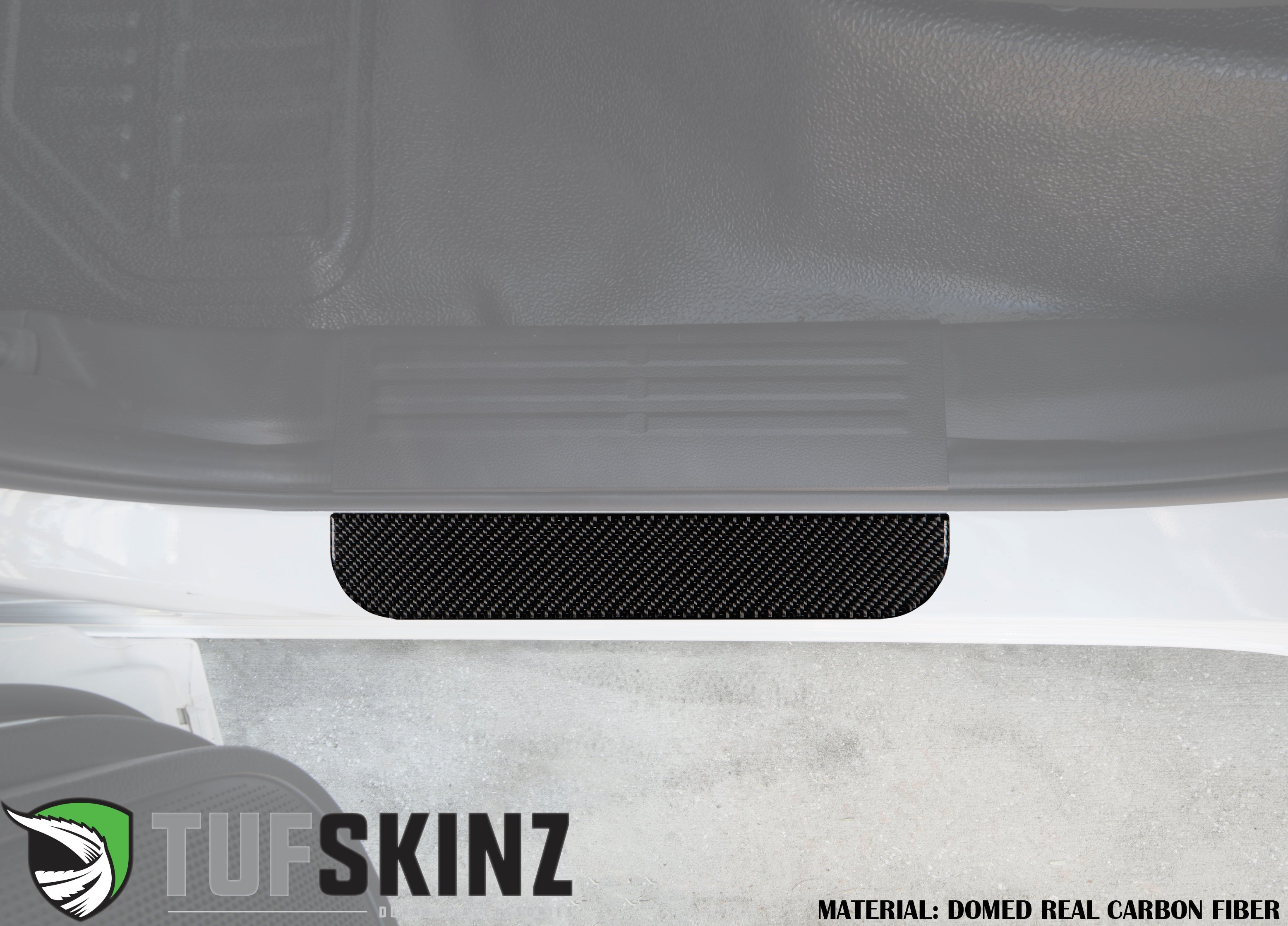 Domed real carbon fiber door sill protector on vehicle entry step