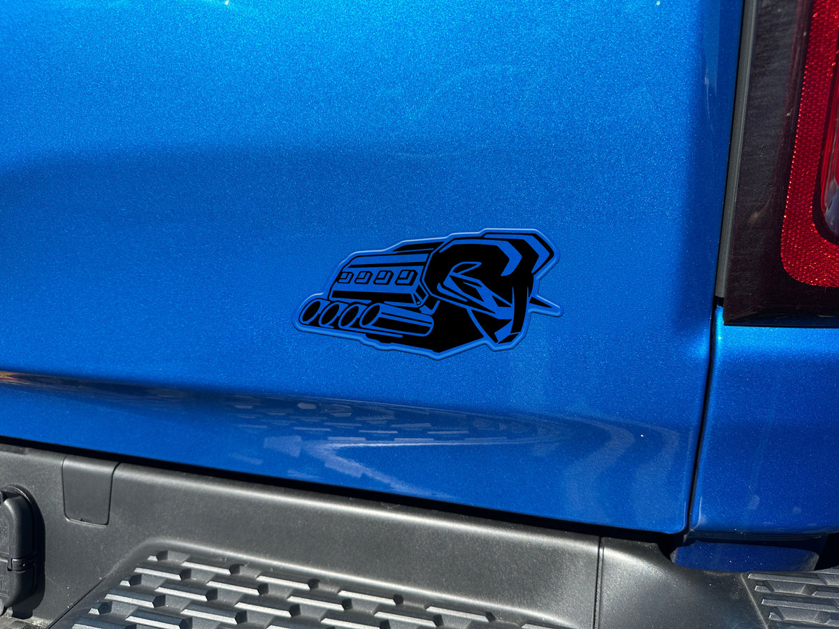 Tufskinz Ram V8 badge overlay for universal fit