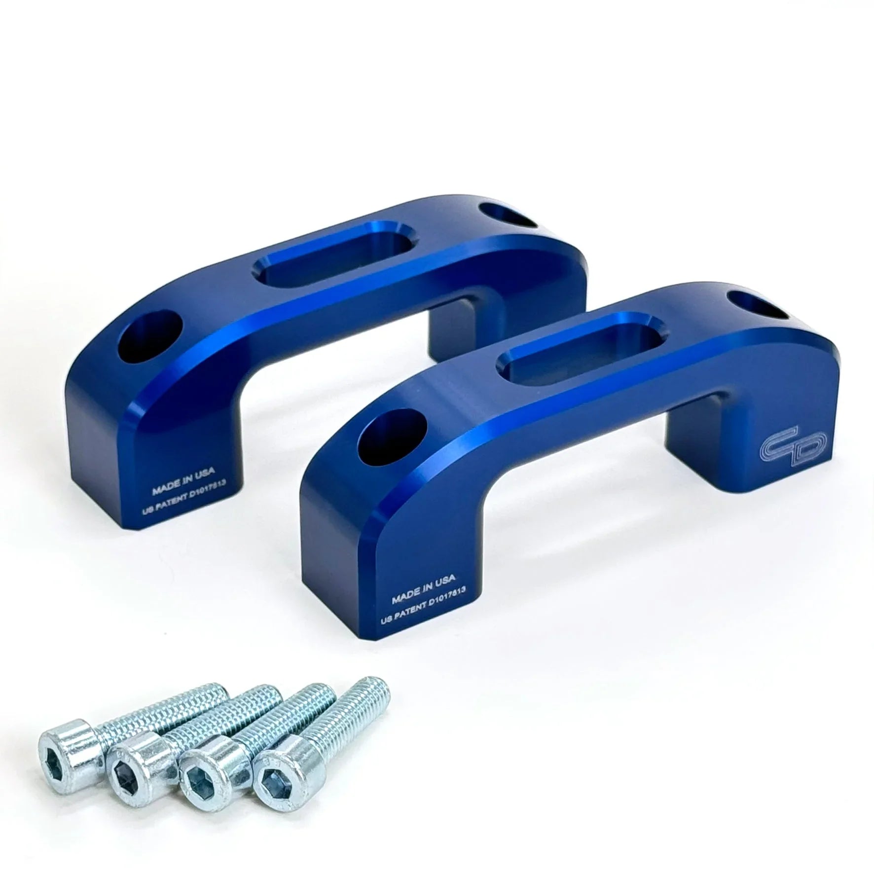 Blue anodized aluminum tie down anchors with bolts for off-road vehicle cargo