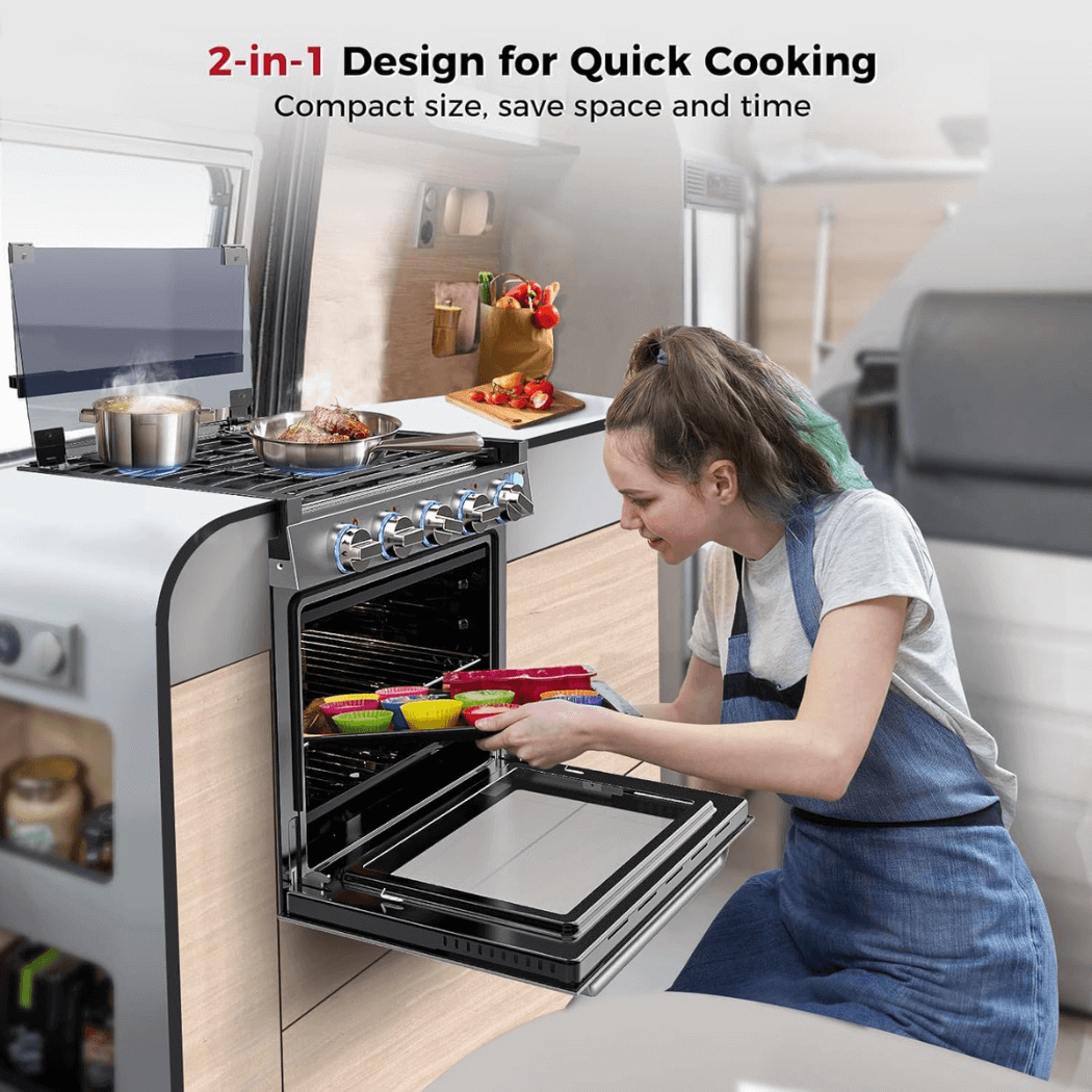 Camplux RV Stove Gas Range Oven w/ 3 Burners Cooktop 21 Inches CLASSIC