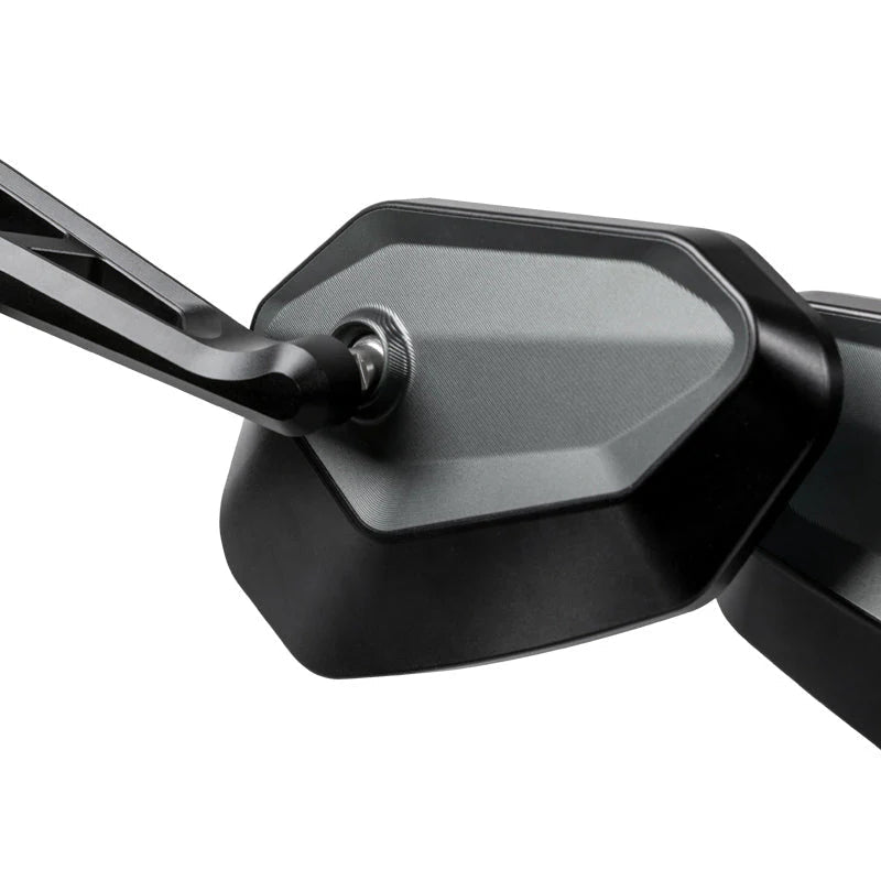 RM02 Motorcycle Rearview Mirror – 1200R Spherical Lens, CNC Aluminum, Anti-Glare & Quick-Fold Design