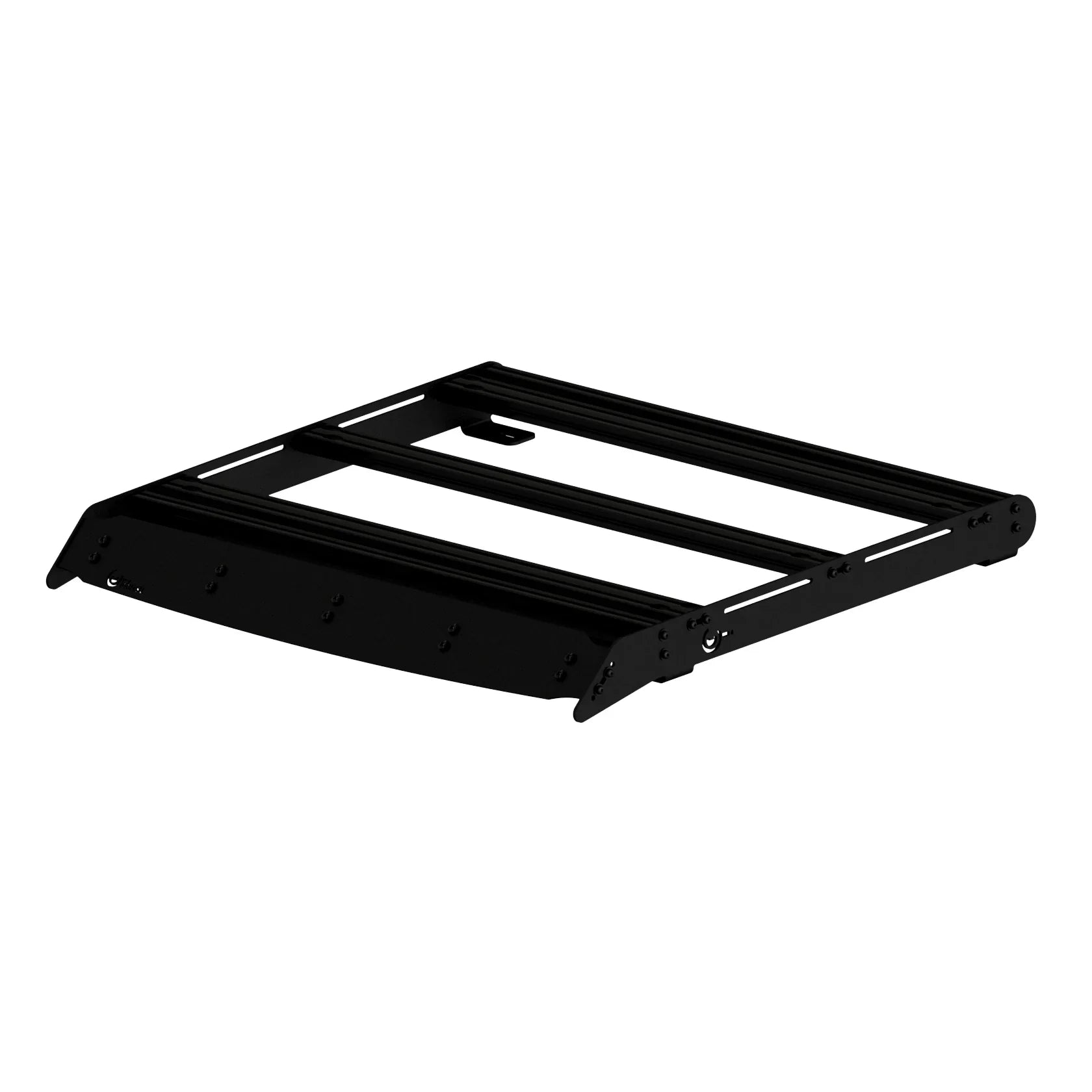 Black roof rack for off-road vehicles or overlanding, shown isolated on white background.