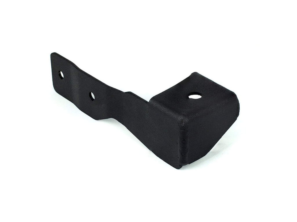 Black steel mounting bracket for overlanding or off-road vehicle accessories