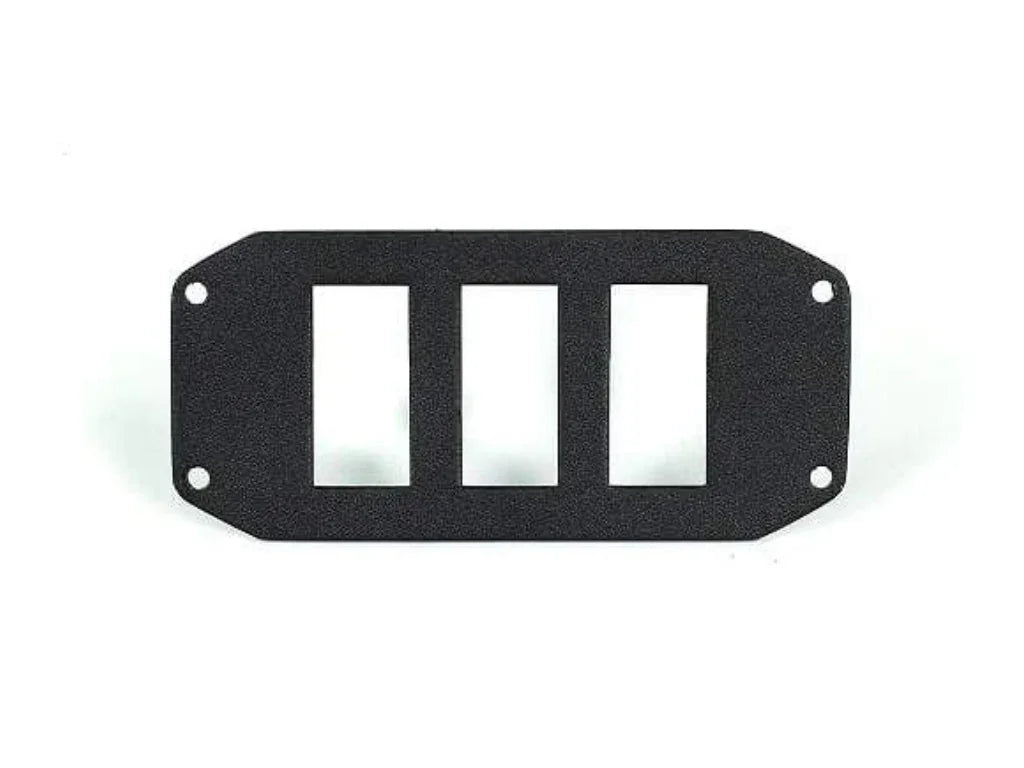 Black textured triple switch panel bracket with three rectangular cutouts for off-road vehicle mods