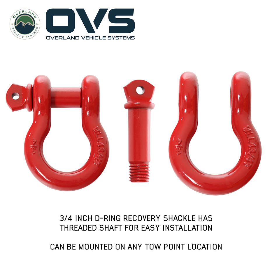 OVS 3/4 in D-ring recovery shackles, pair - view 4