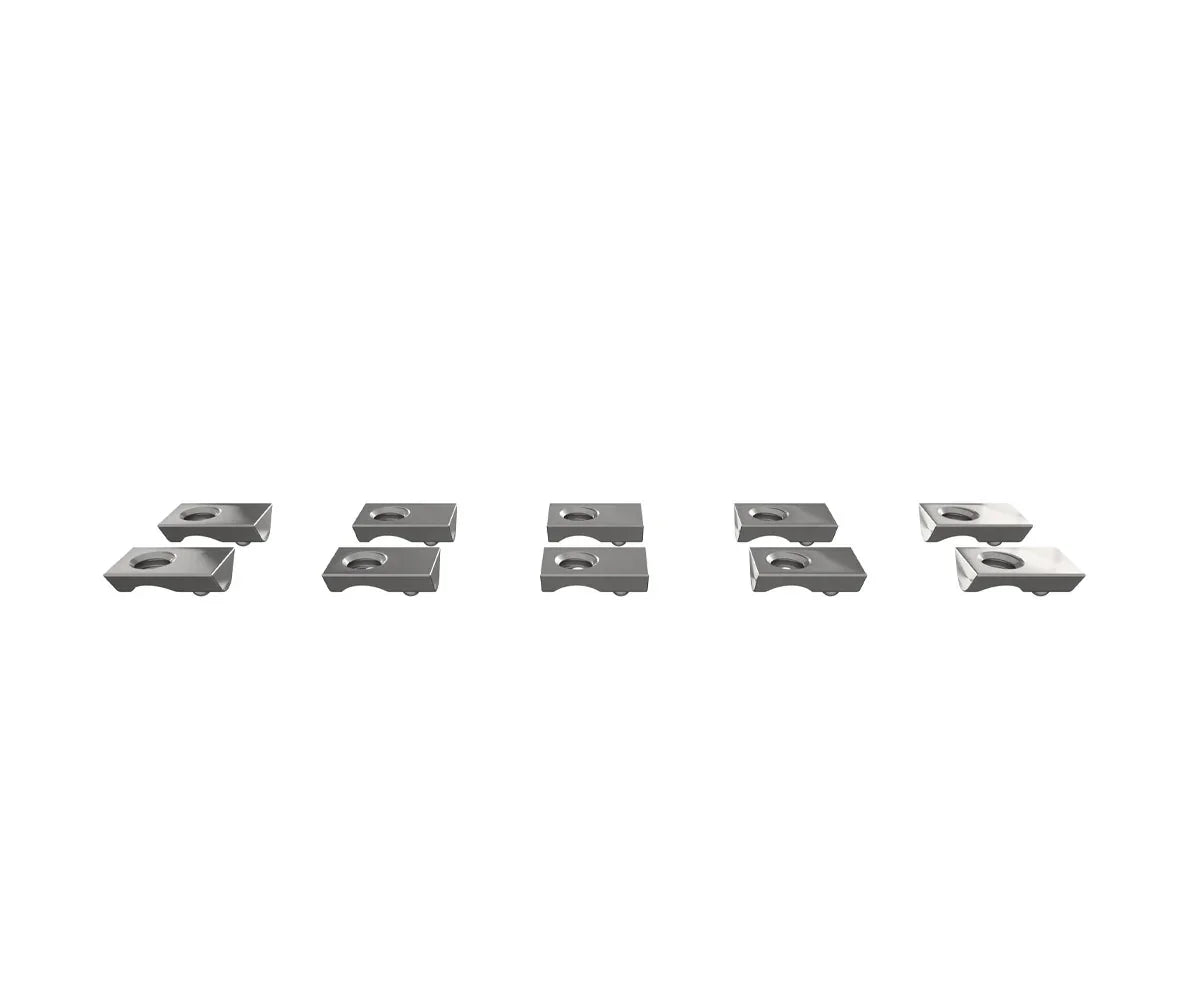 Set of eight silver mounting nuts for overland vehicle accessory installation