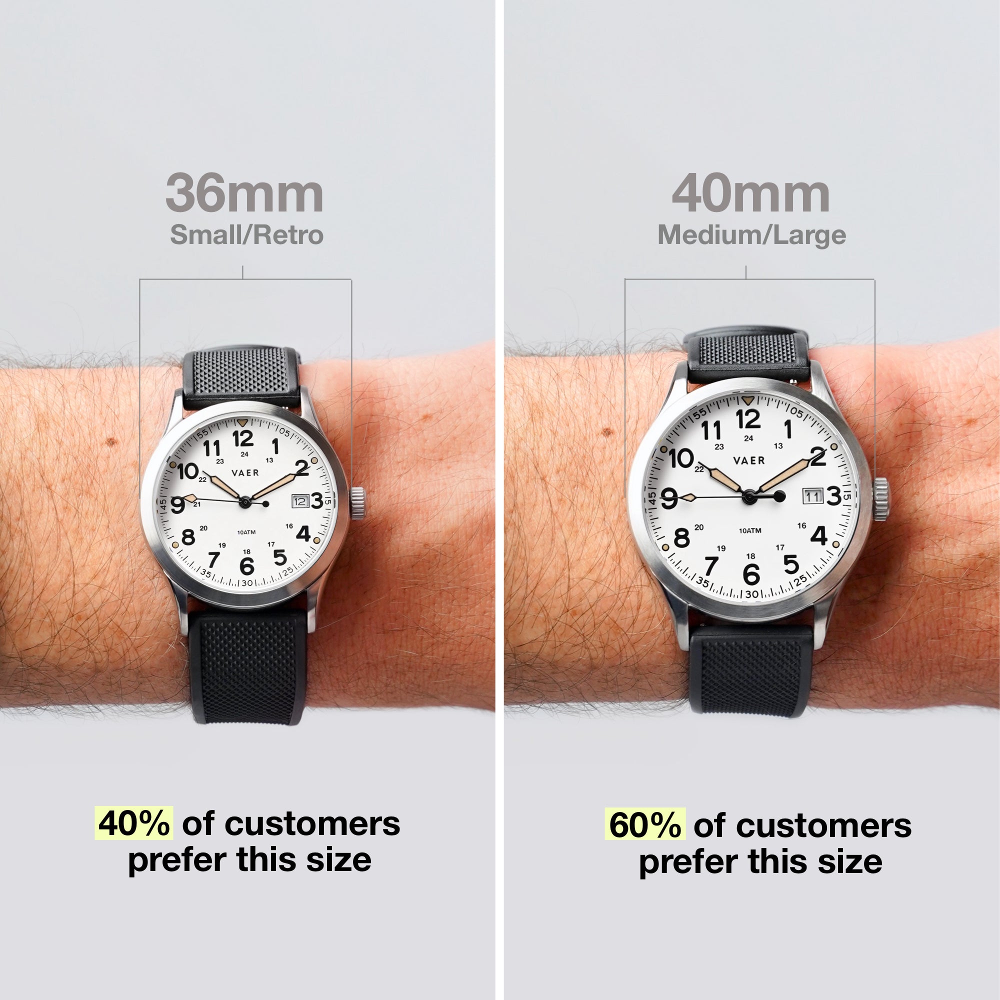 VAER S3 Calendar Field White Watch - 36mm Quartz