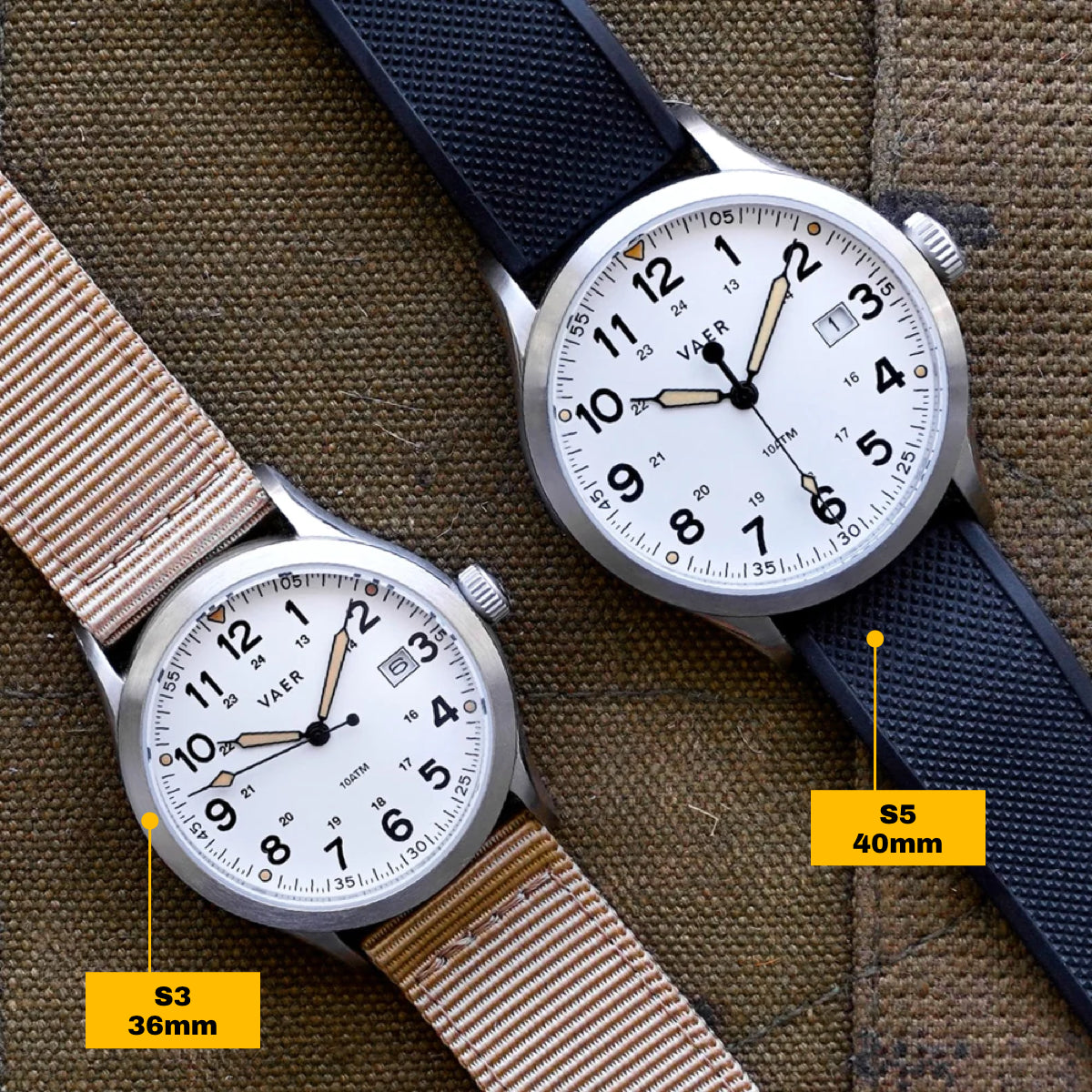 VAER S3 Calendar Field White Watch - 36mm Quartz