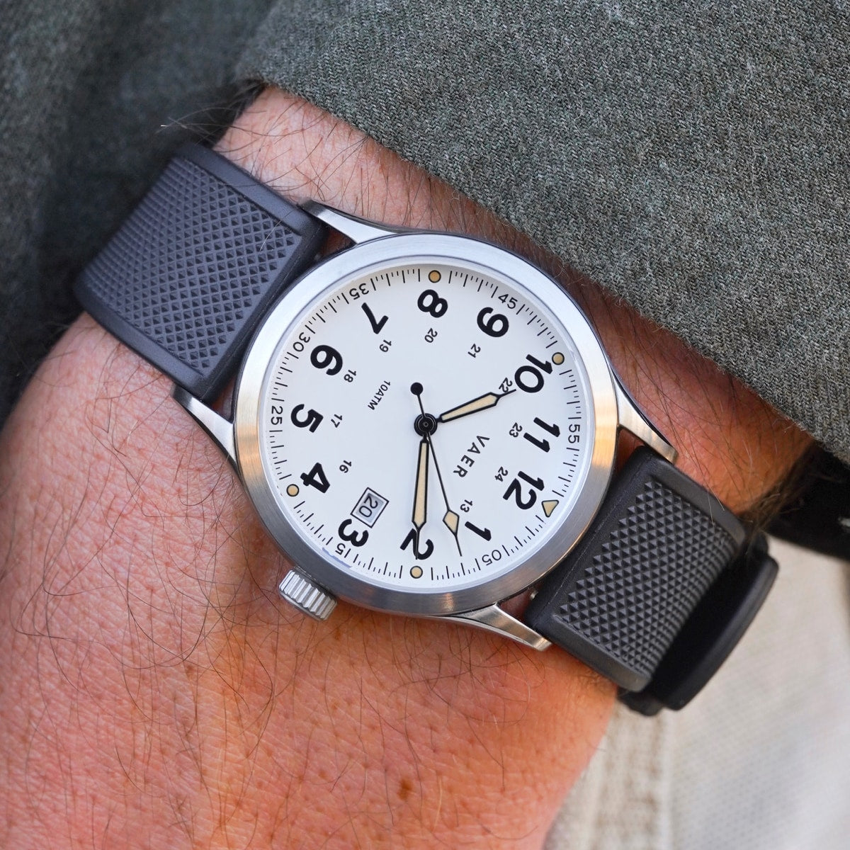 VAER S3 Calendar Field White Watch - 36mm Quartz