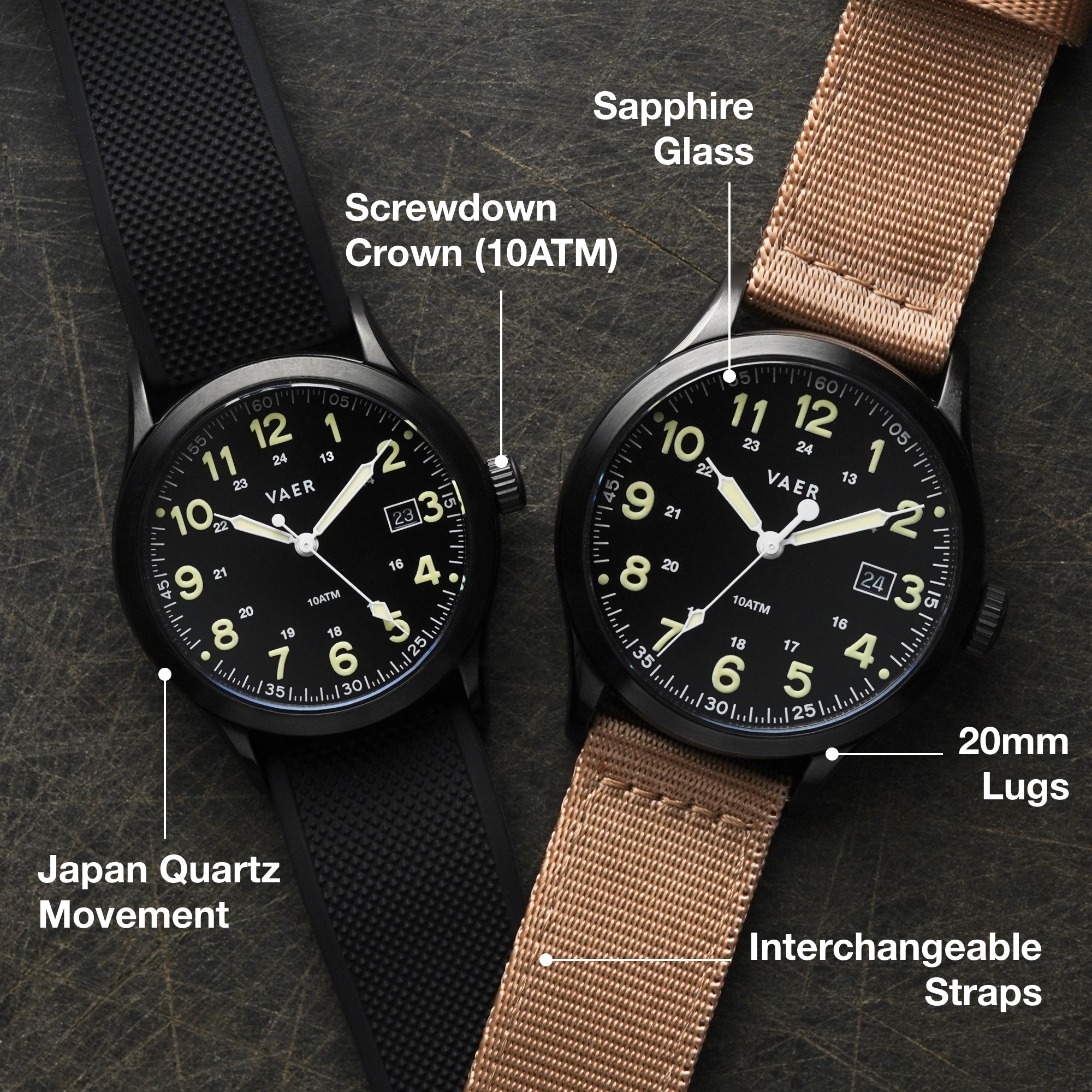 VAER S3 Tactical Field Watch - 36mm Quartz
