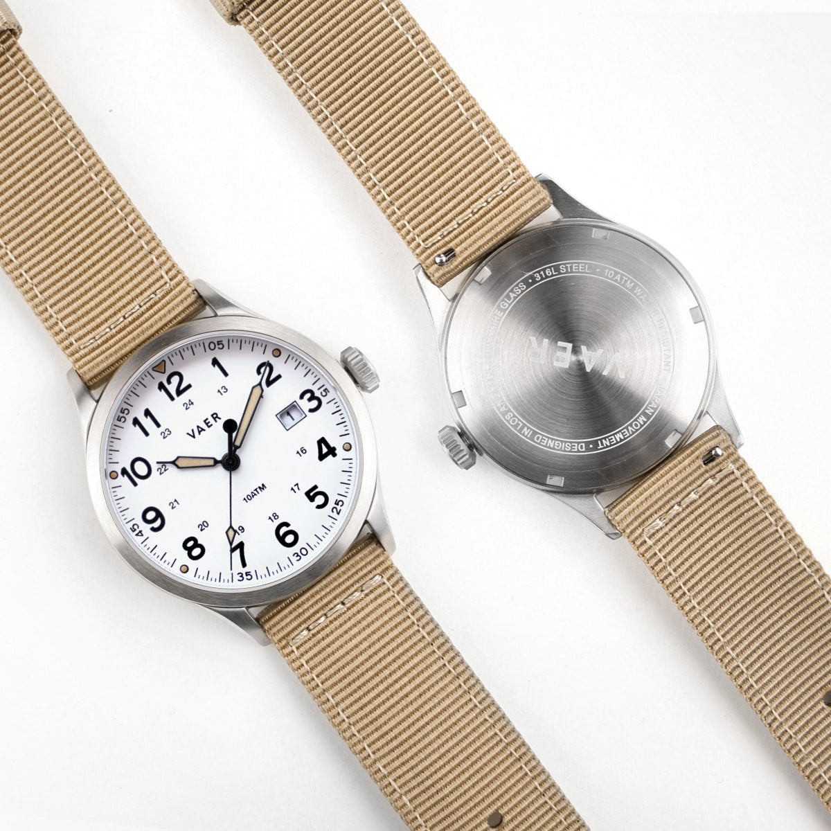 VAER S3 Calendar Field White Watch - 36mm Quartz