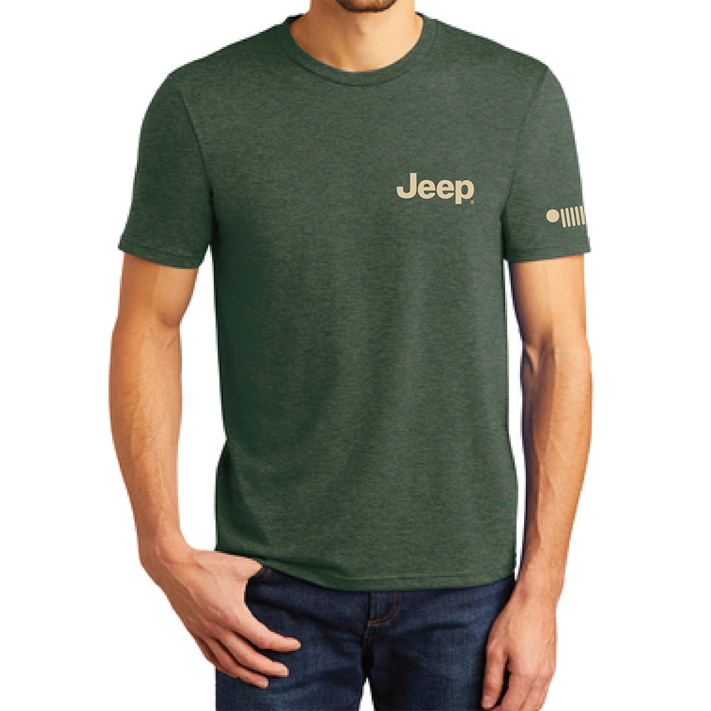 Camiseta Jeep® For All Life's Adventures para hombre, color verde bosque jaspeado