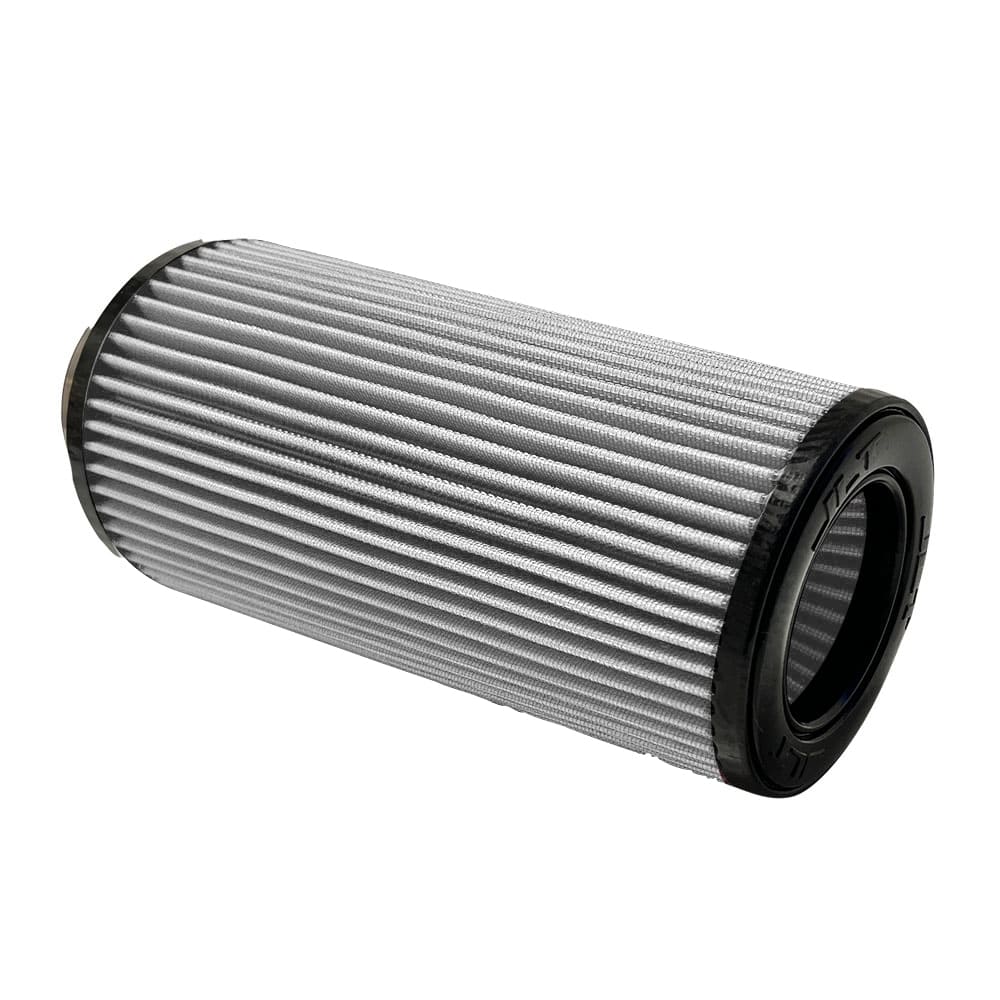Dry extendable filter JLT Intake Replacement Filter 4" x 12" with a black top designed for a vehicle intake system.