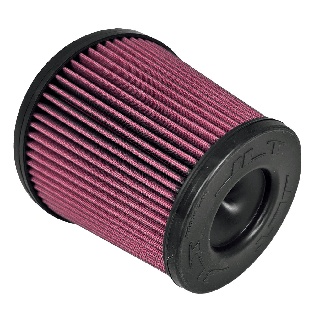 A black and red JLT Intake Replacement Filter 5" x 7