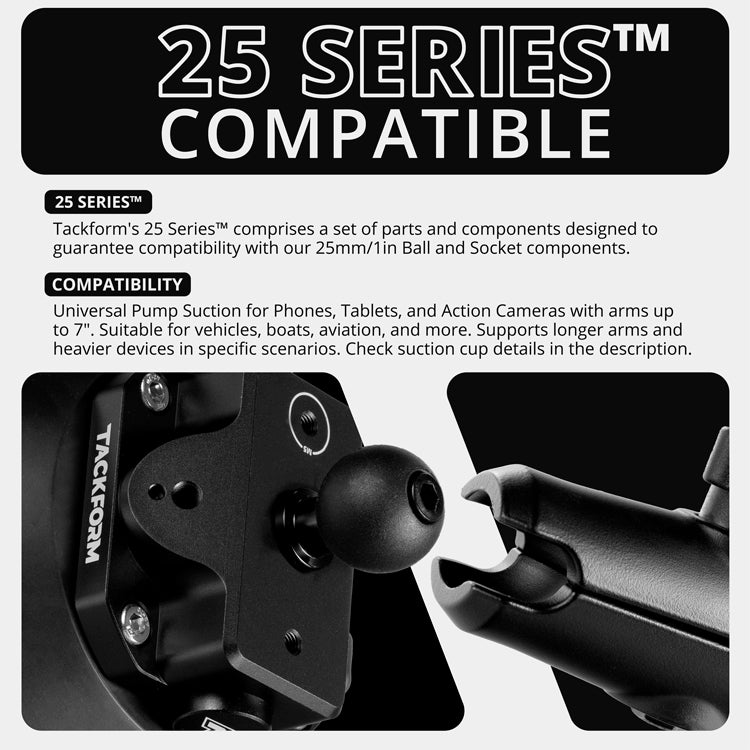 Tackform 4.75" pump suction cup with 25.4mm / 1" / B-sized rubber ball for universal fit