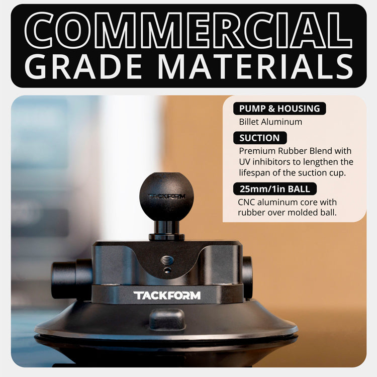 Tackform 4.75" pump suction cup with 25.4mm / 1" / B-sized rubber ball for universal fit