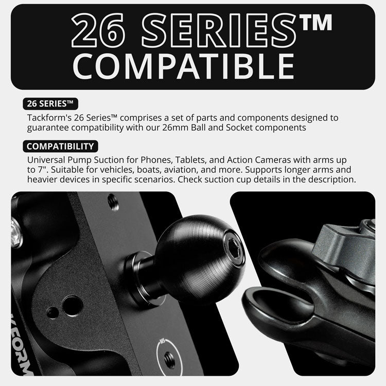Tackform 5.75" pump suction cup with 26mm metal ball for universal fit