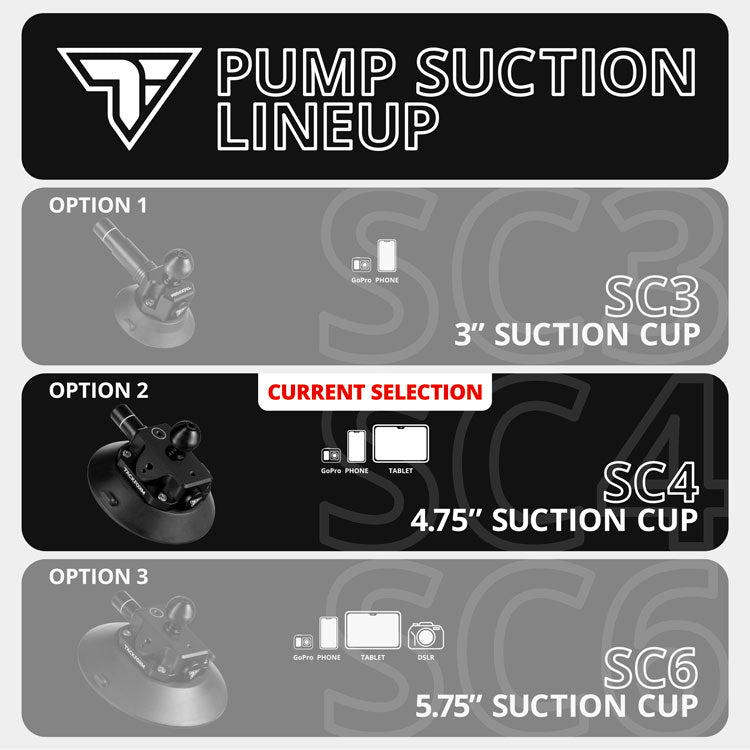 Tackform 4.75" pump suction cup with 26mm metal ball for universal fit