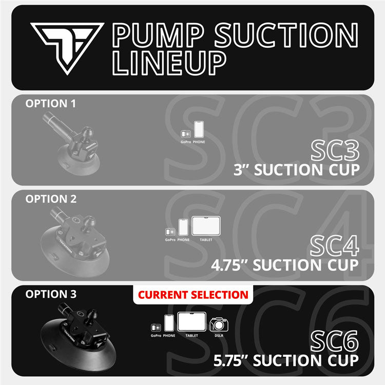 Tackform 5.75" pump suction cup with 20mm metal ball for universal fit