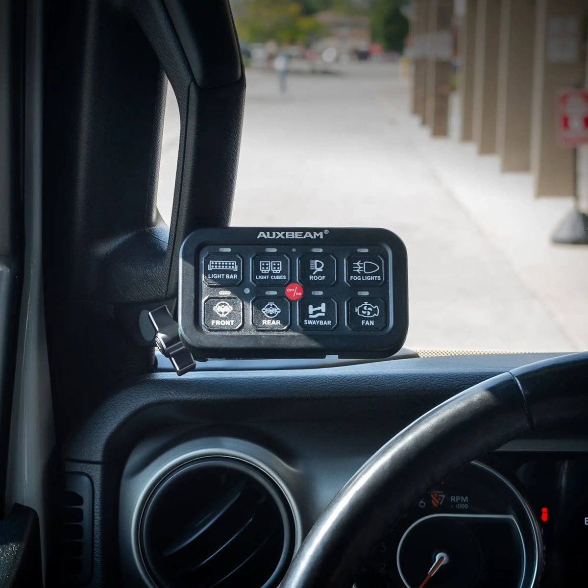 Tackform Auxbeam switch panel holder with 20mm ball or coupler, universal fit