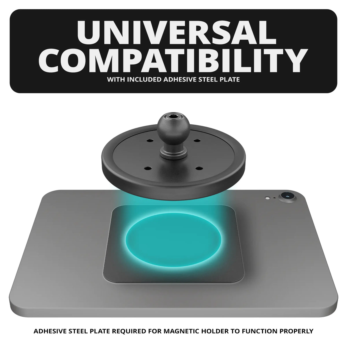 Tackform magnetic tablet holder with 20mm metal ball for universal fit