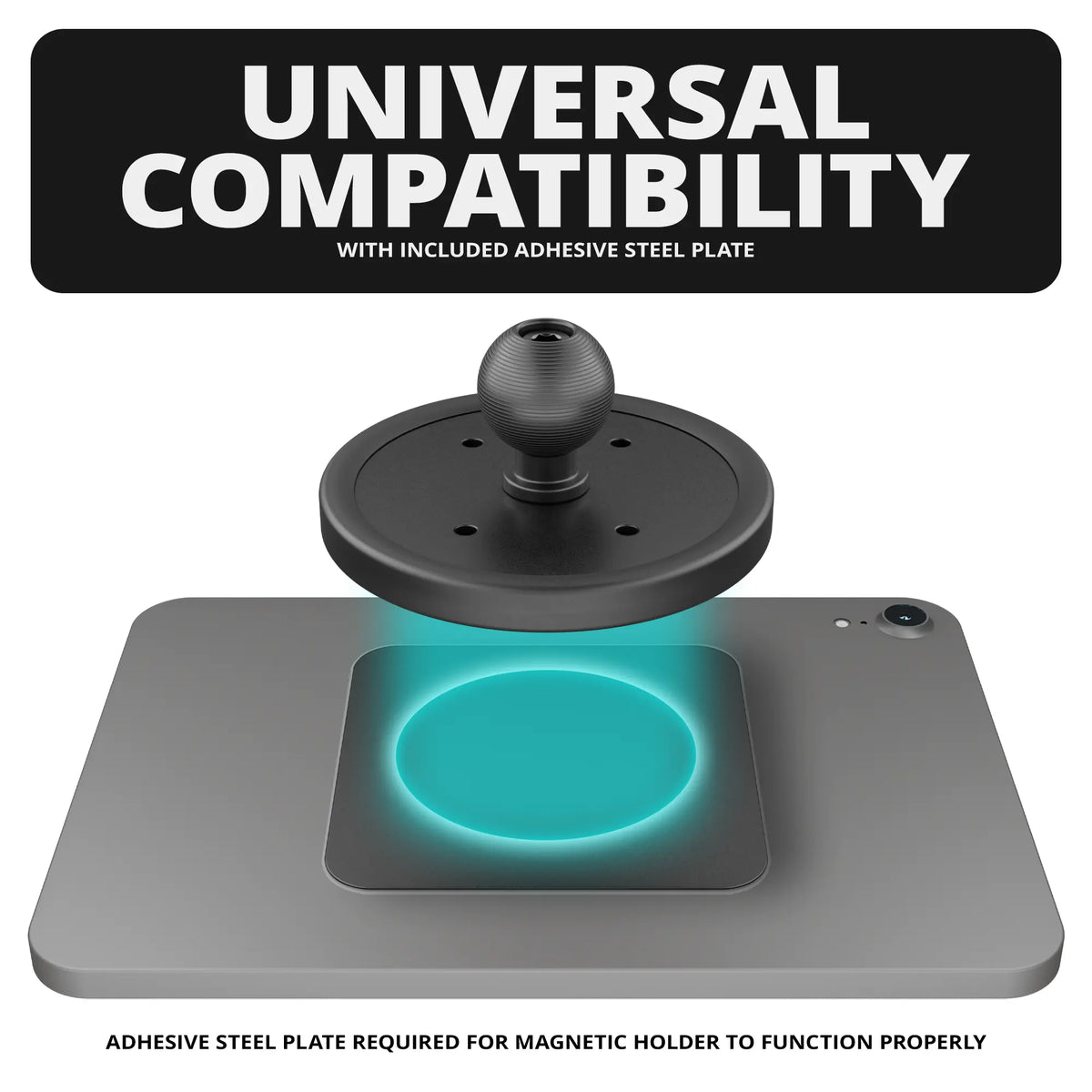 Tackform magnetic tablet holder with 26mm metal ball for universal fit