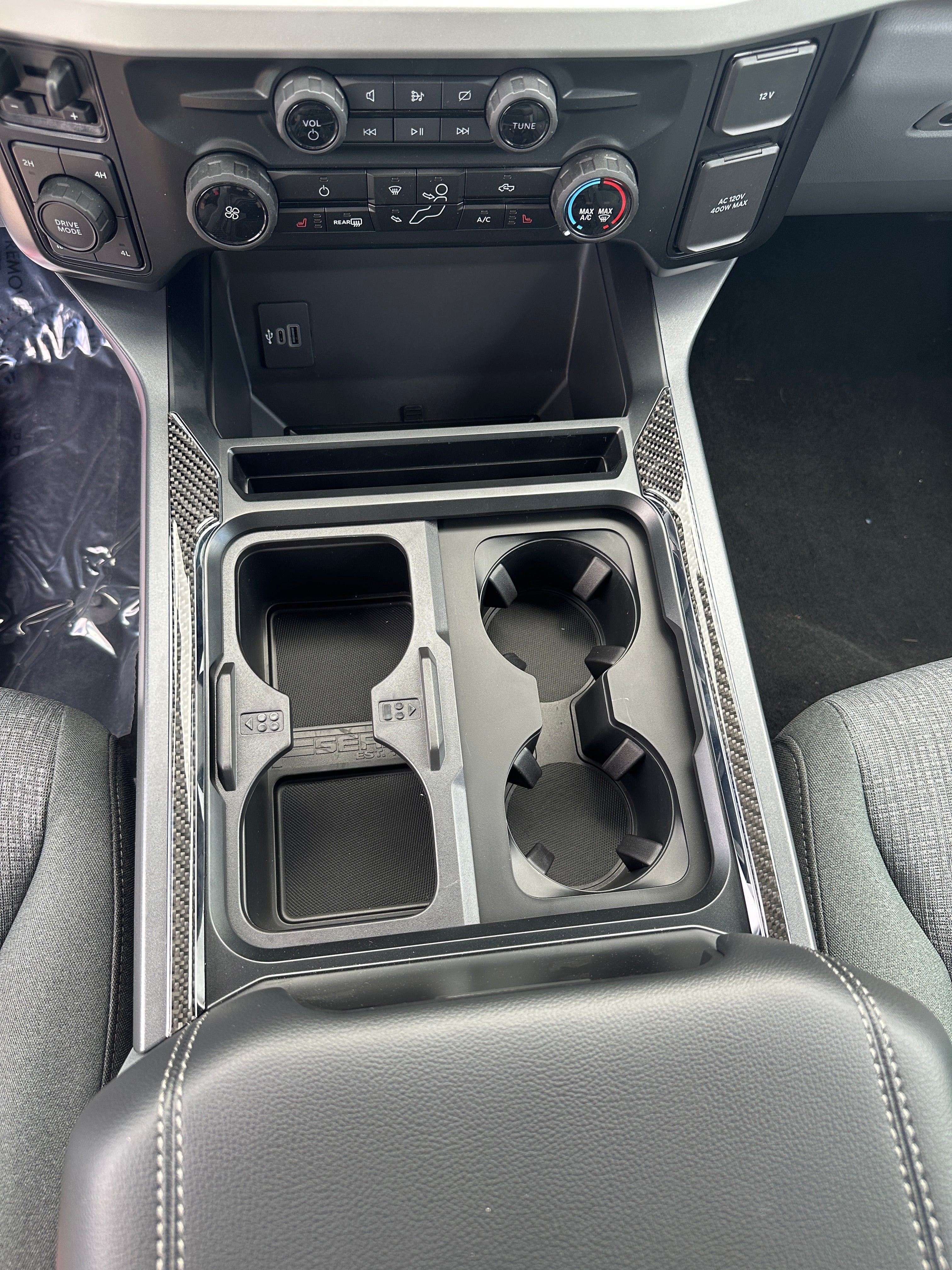 Tufskinz.com Center Console Chrome Cover Line Accent Trim Fits 2023-2026 Ford Super Duty - SKU SUP113-AZG-G - SUP113 DCF G - off-road overland product image