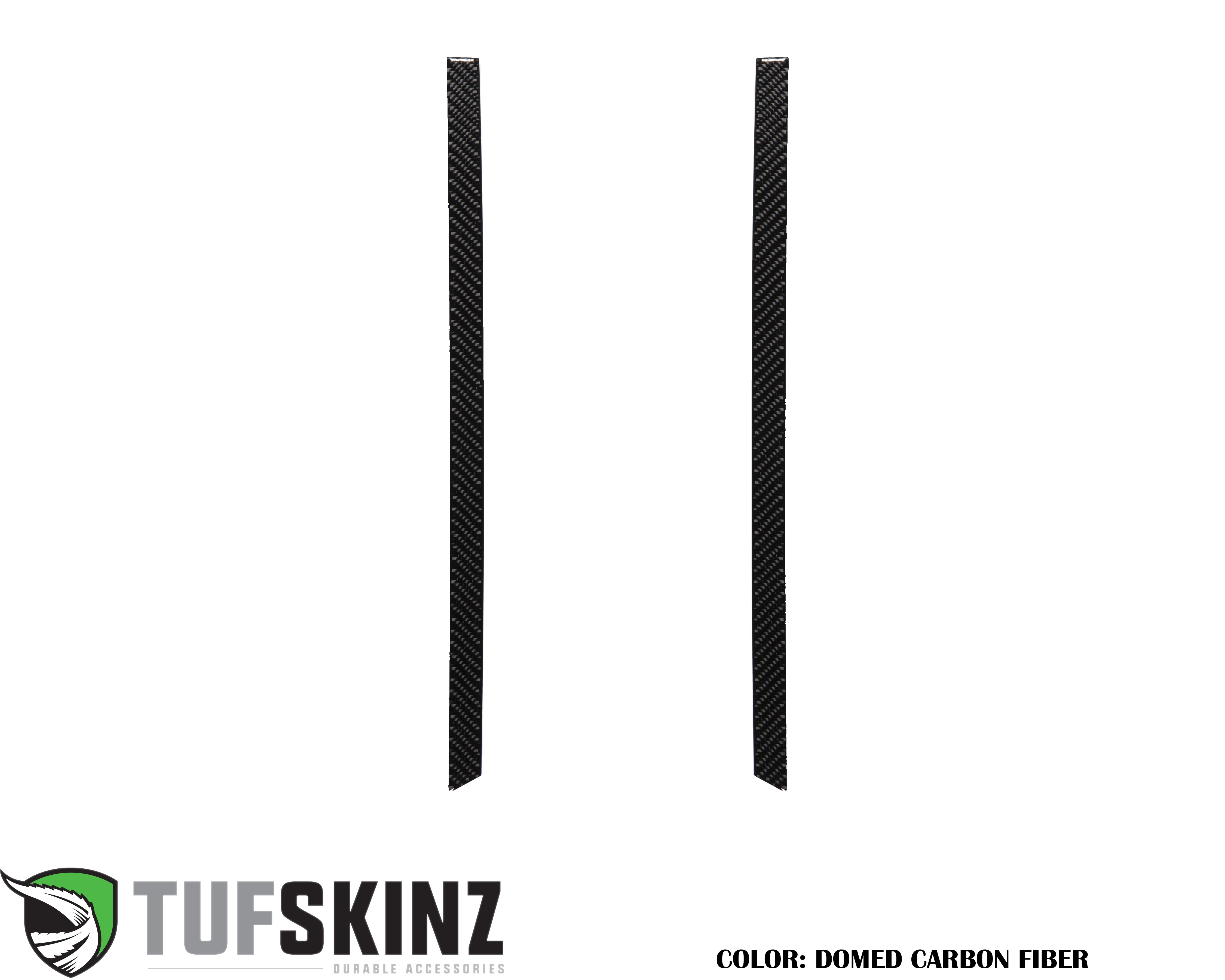 Pair of domed carbon fiber side trim strips for vehicle interior or exterior customization