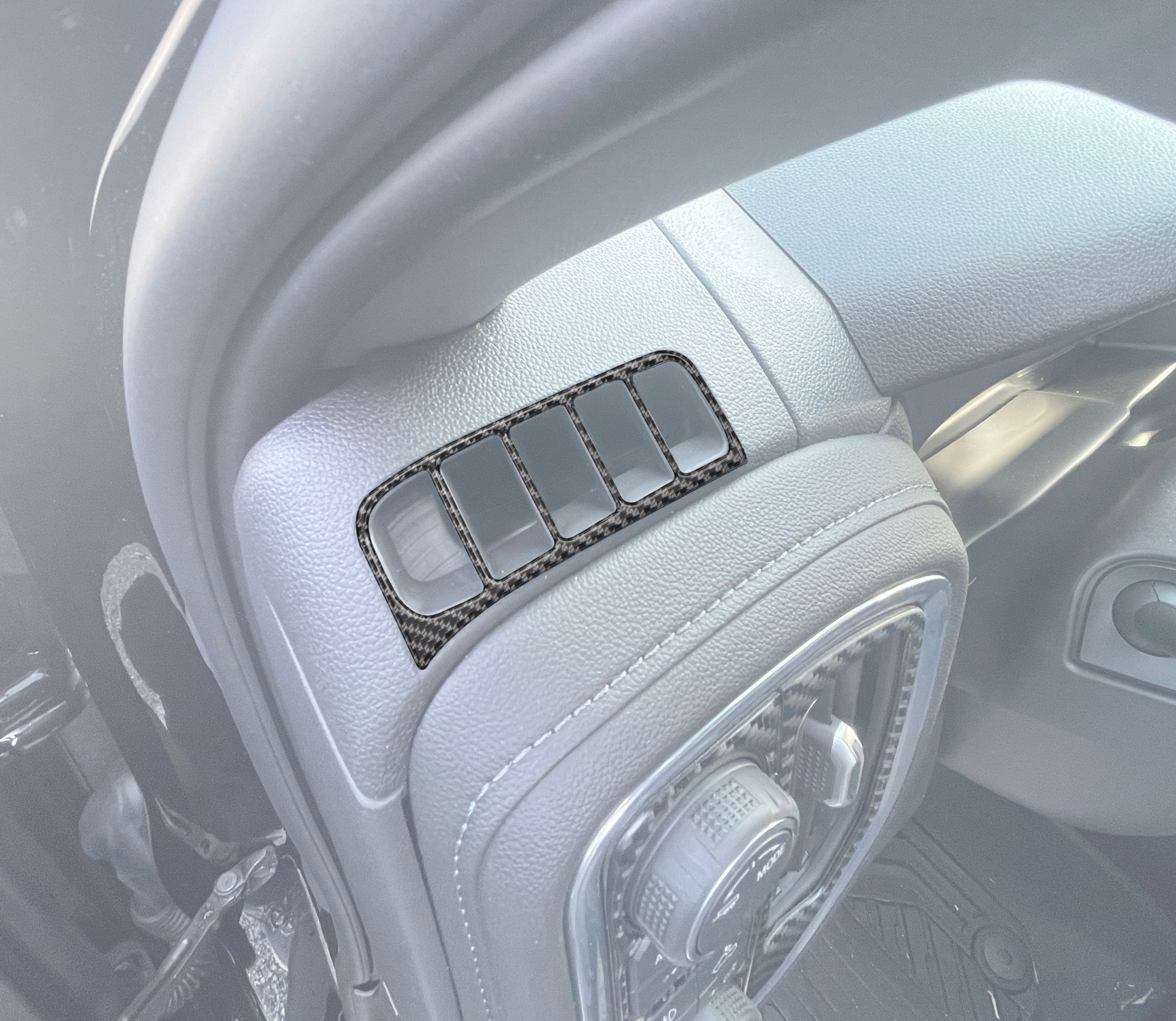 Tufskinz.com Upper A C Vent Accent Overlays Fits 2019-2021 Chevrolet Silverado - SKU SVD030-DCF-G - SVD030 DCF G Opacity - off-road overland product image