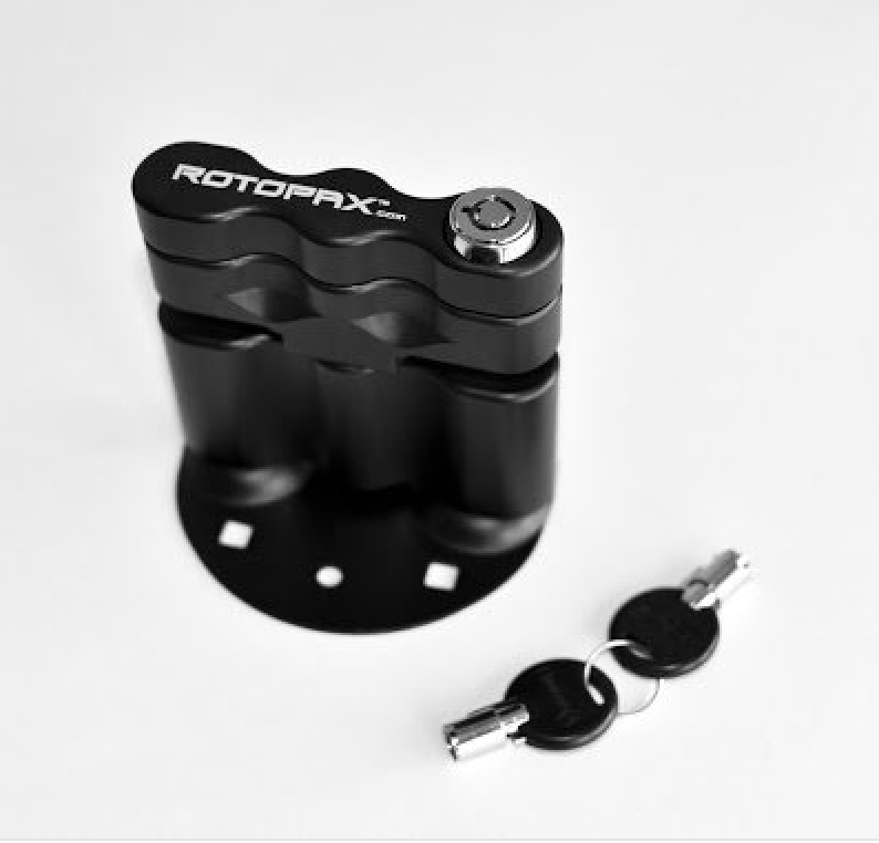 RotopaX black locking mount with two keys for off-road vehicle gear security
