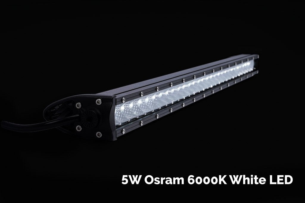 Single row 5W Osram 6000K white LED light bar for off-road and overlanding vehicles