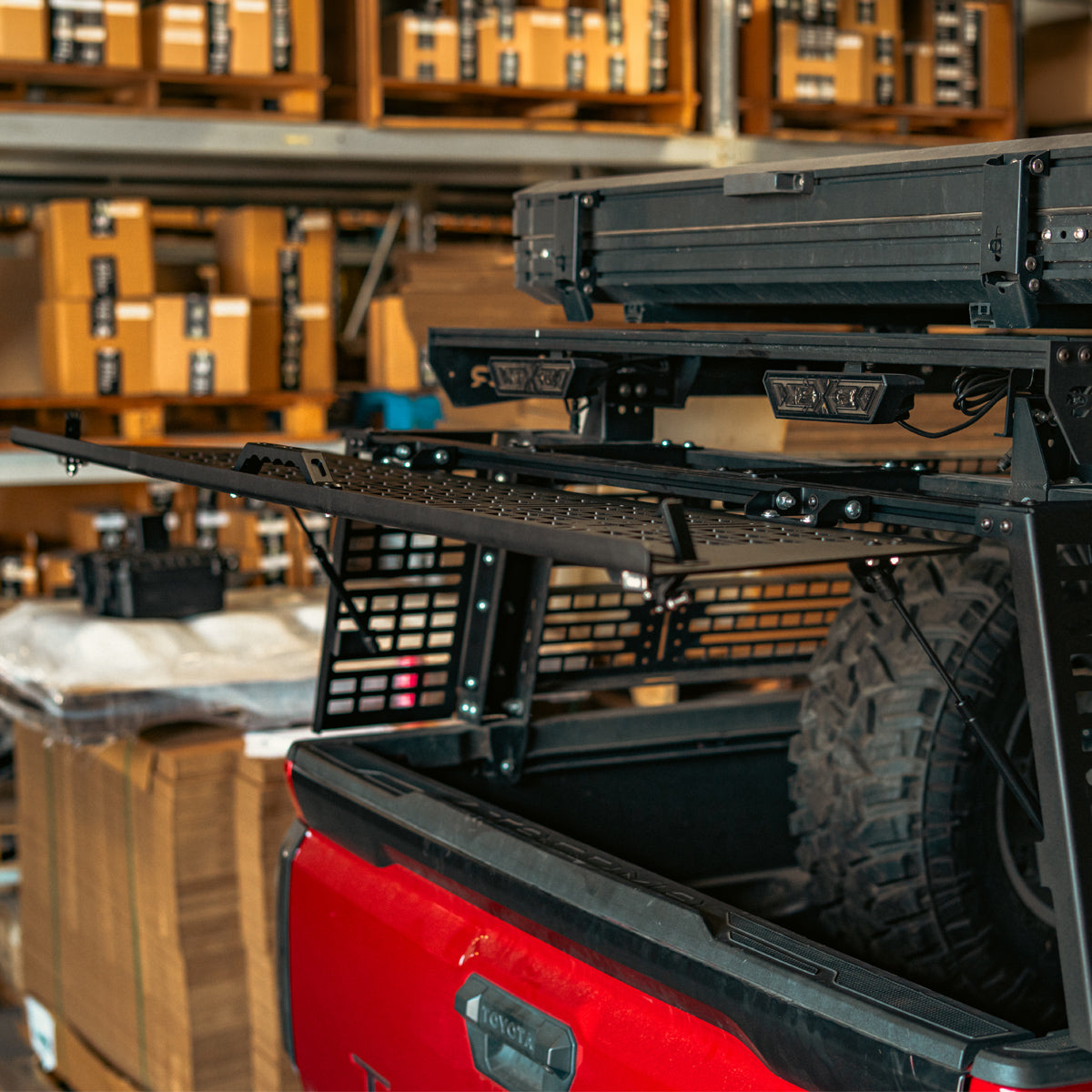Cali Raised LED overland bed rack rear hatch for Toyota Tacoma