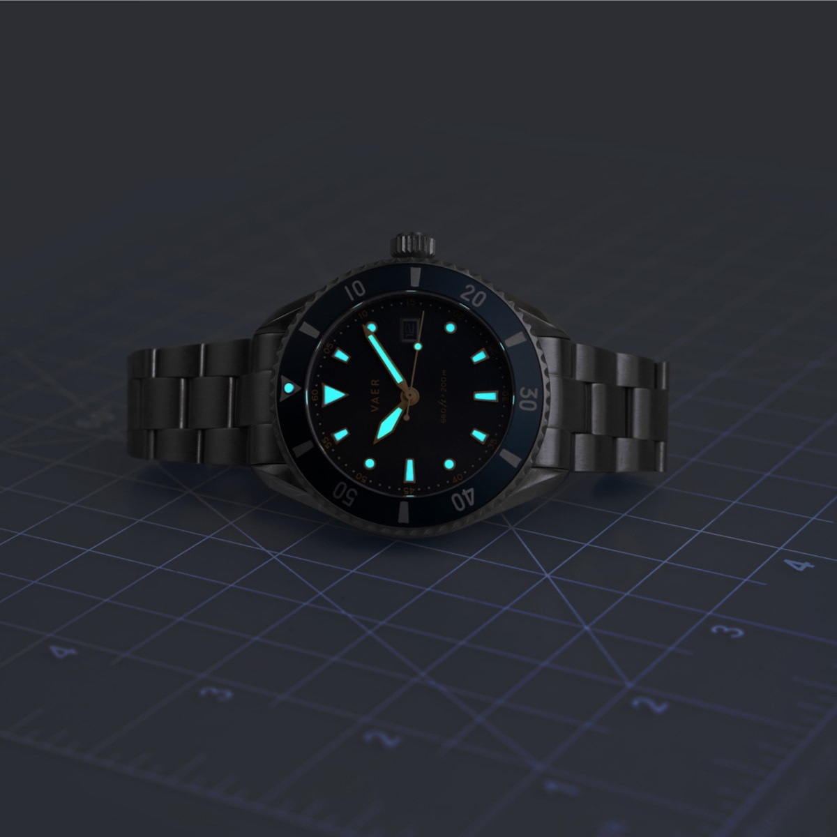 VAER DS4 Meridian Watch - Navy - Solar 42mm