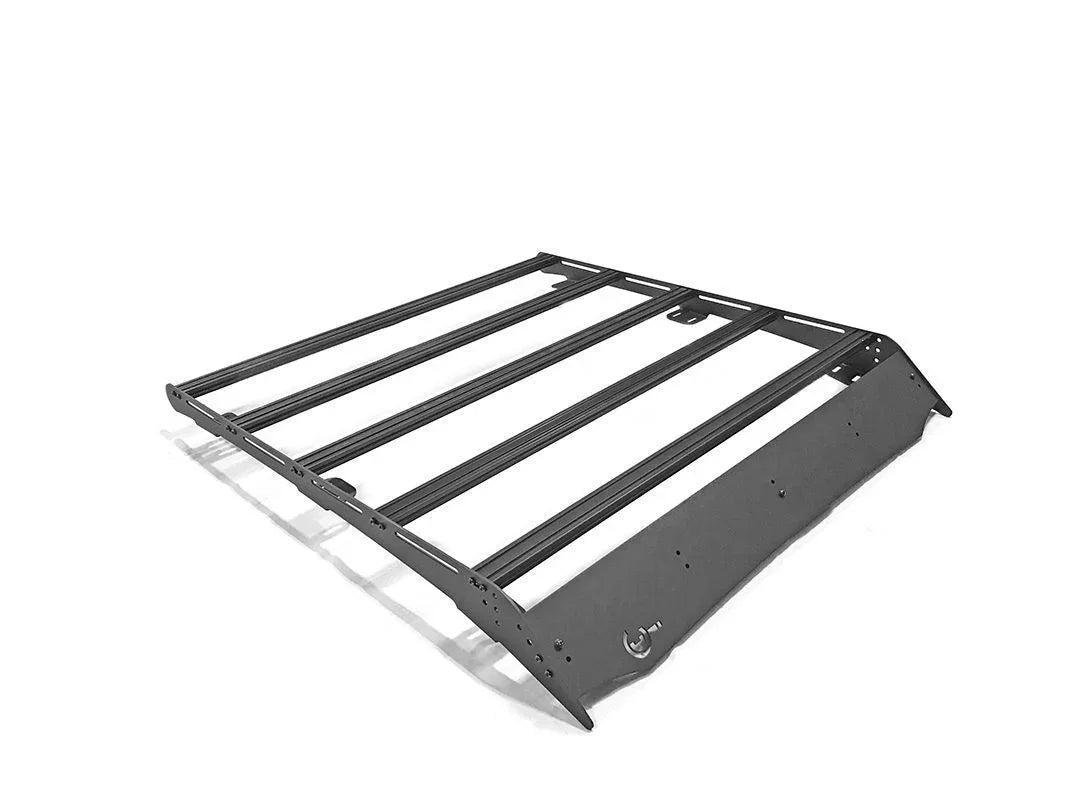 Black steel roof rack for overlanding vehicles, ideal for Toyota Tacoma or 4Runner accessories