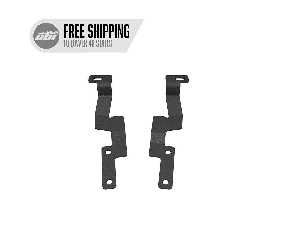 Pair of black powder-coated mounting brackets for Toyota 4Runner roof rack accessories.