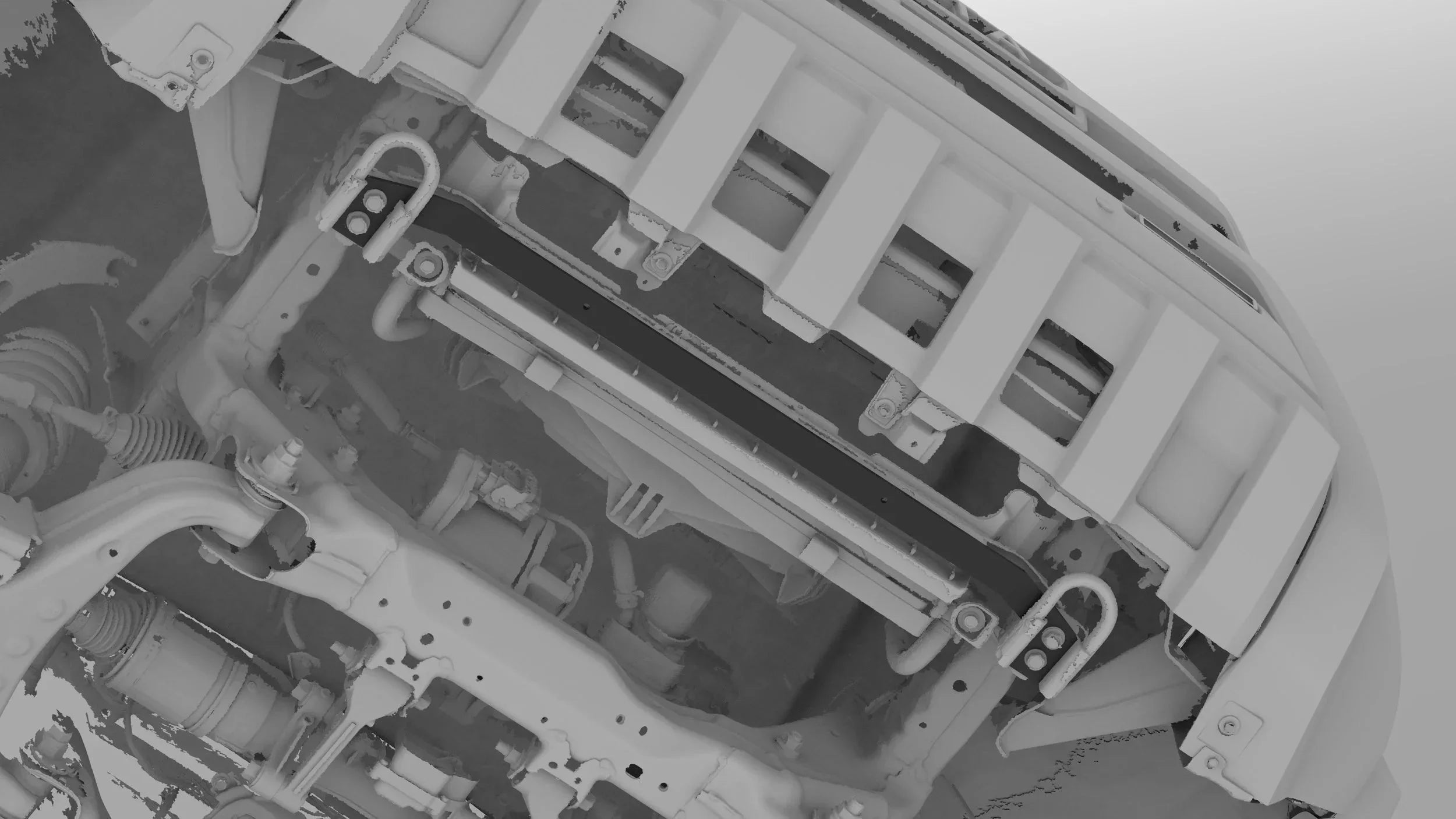 3D scan of off-road vehicle front skid plate and undercarriage protection detail